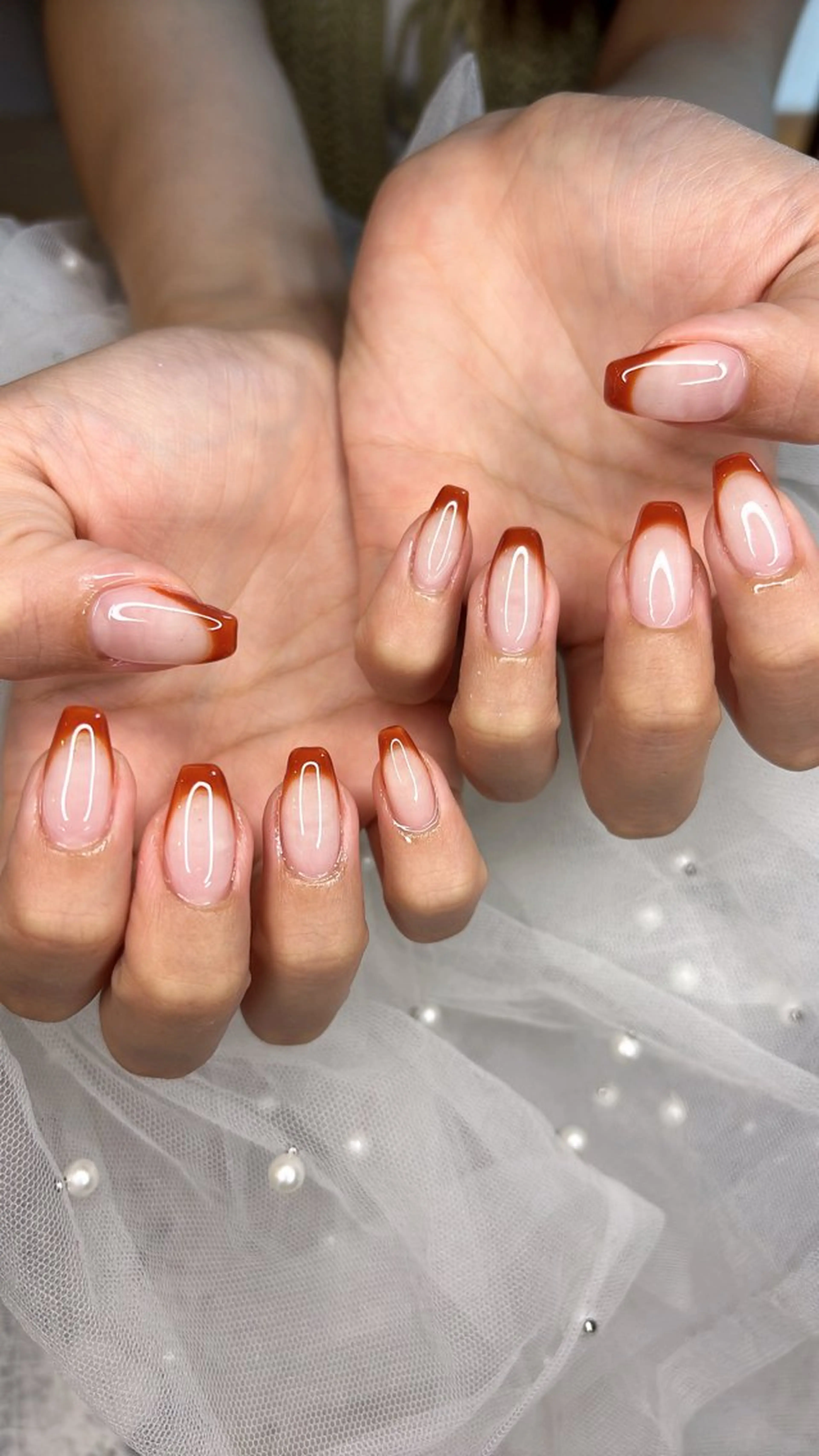 ネイル クリアネイル フレンチネイル 韓国ネイル ロングネイル 持ち込み happiness nailのネイルデザイン
