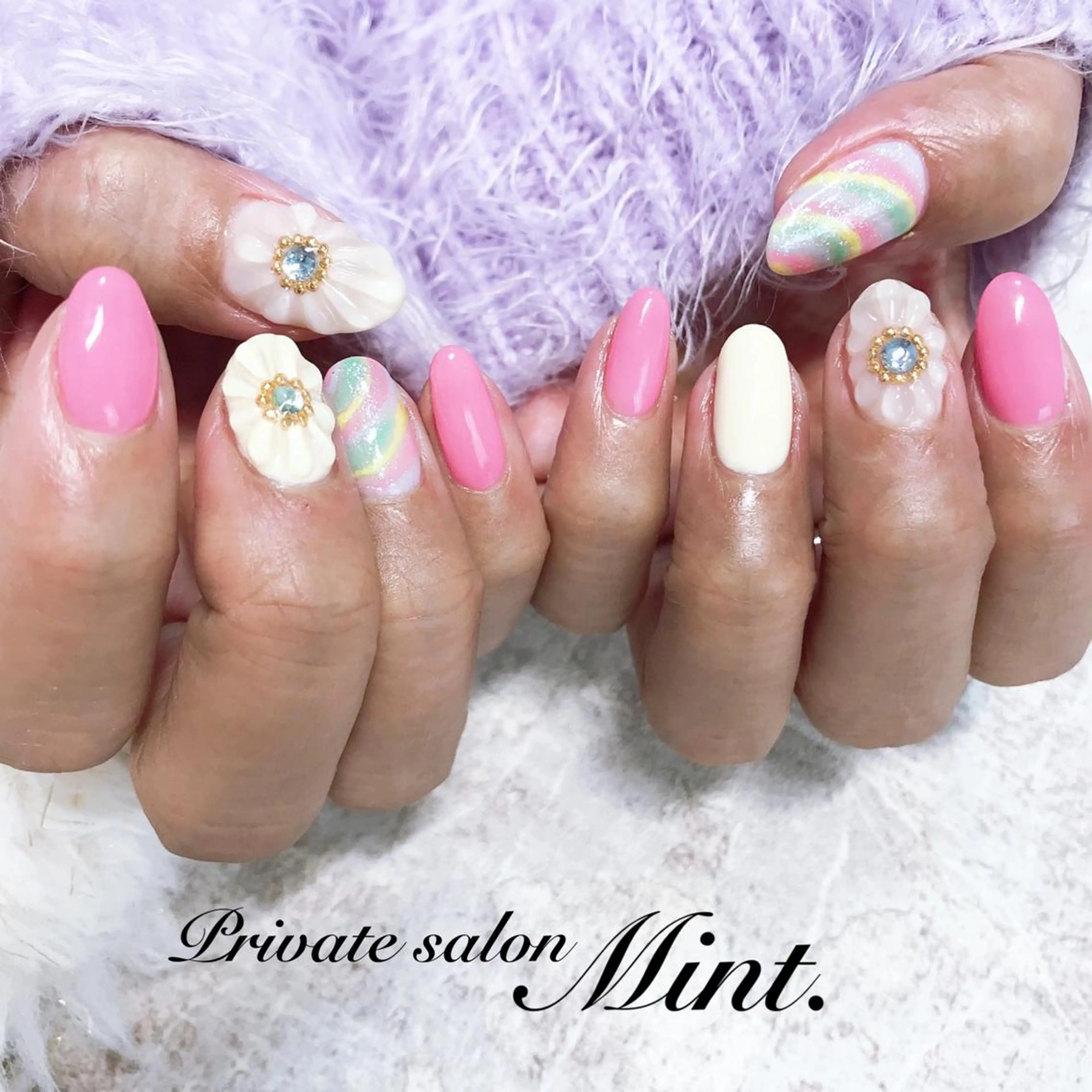ショート ネイル ジェルネイル 春ネイル ハンドネイル Mint. nailのネイルデザイン