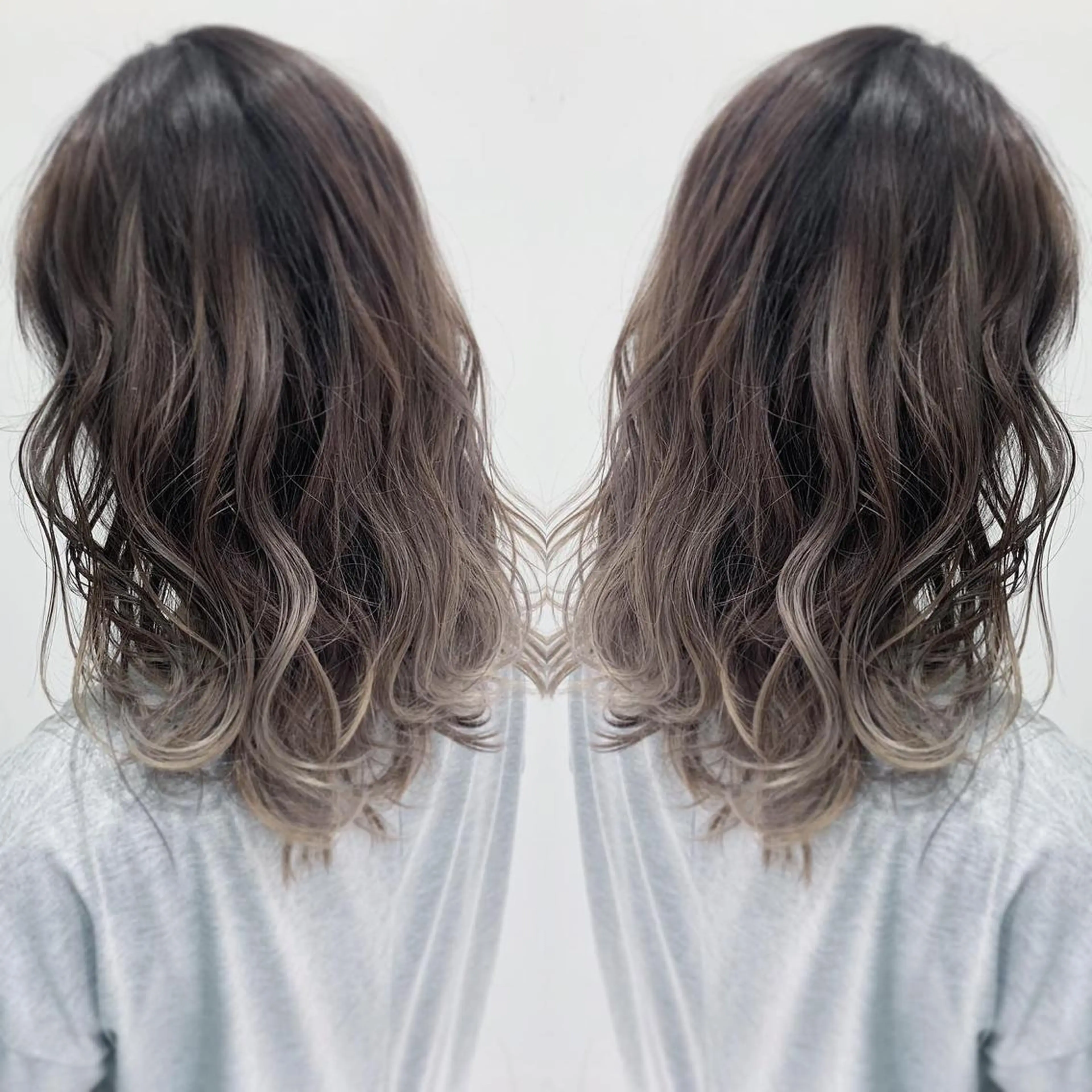 ミディアム カラー バレイヤージュ レイヤーカット カット ヘアカラー ブリーチ/バレイヤ ージュ川端裕司のヘアスタイル