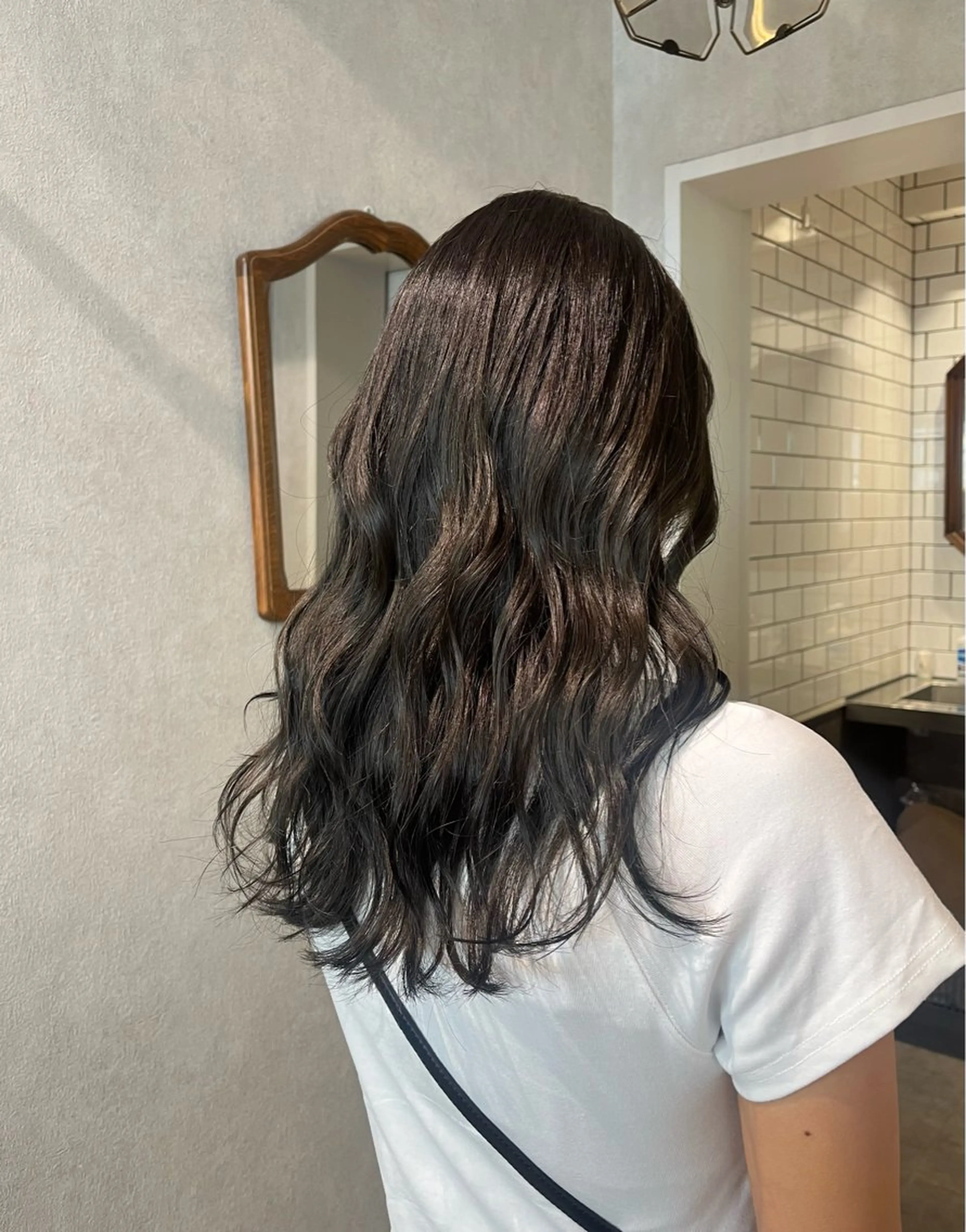 セミロング カラー 黒髪 透明感カラー ヘアカラー レイヤー/艶カラー/ KIHO🥥︎のヘアスタイル