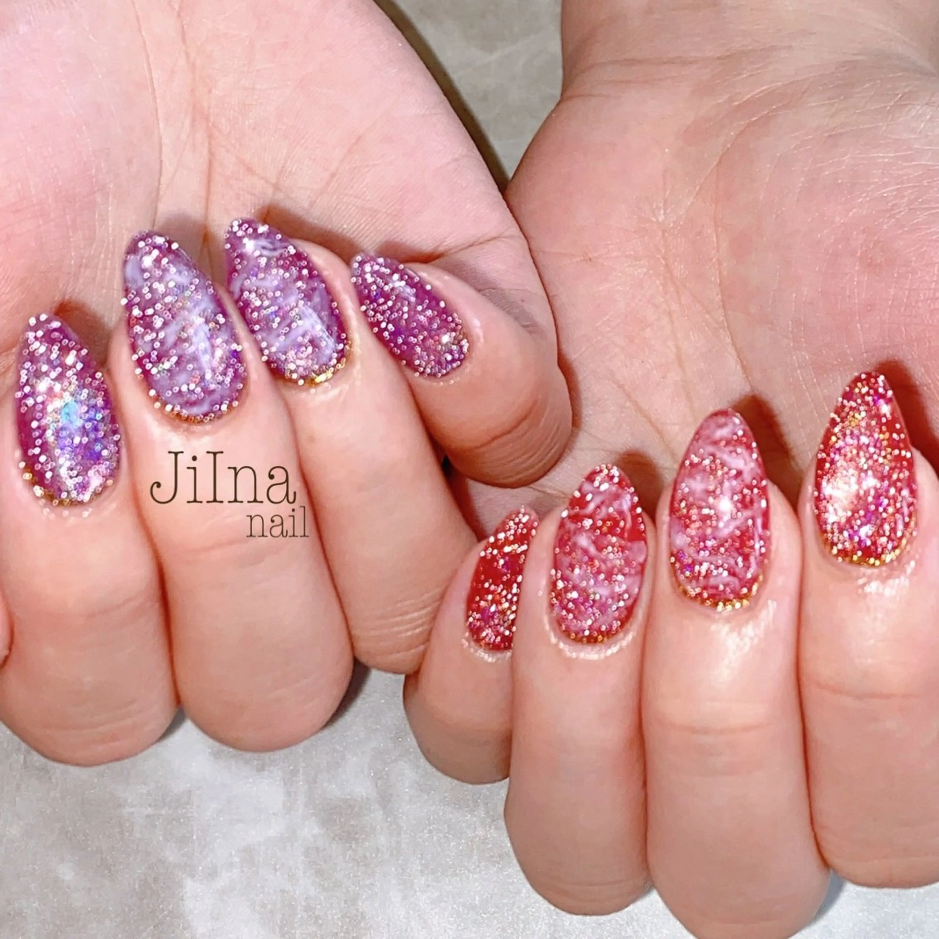 ネイル フラッシュネイル フラッシュマグ マグネットネイル 大理石ネイル(マーブル) JiIna nailのネイルデザイン