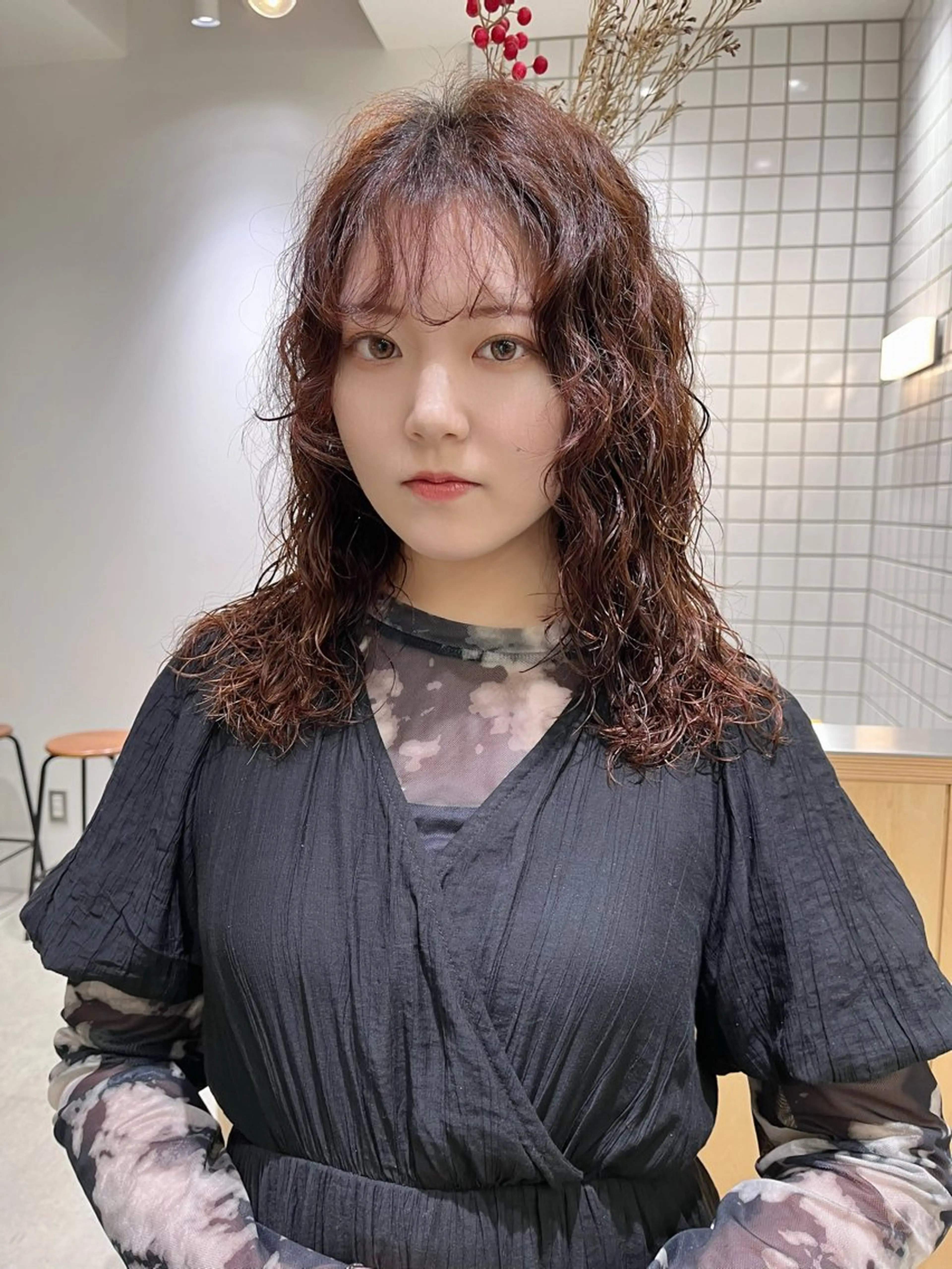 セミロング パーマ セミロングパーマ 縮毛矯正 カット パーマ トリートメント 原宿パーマ/レイヤー /kazuのヘアスタイル