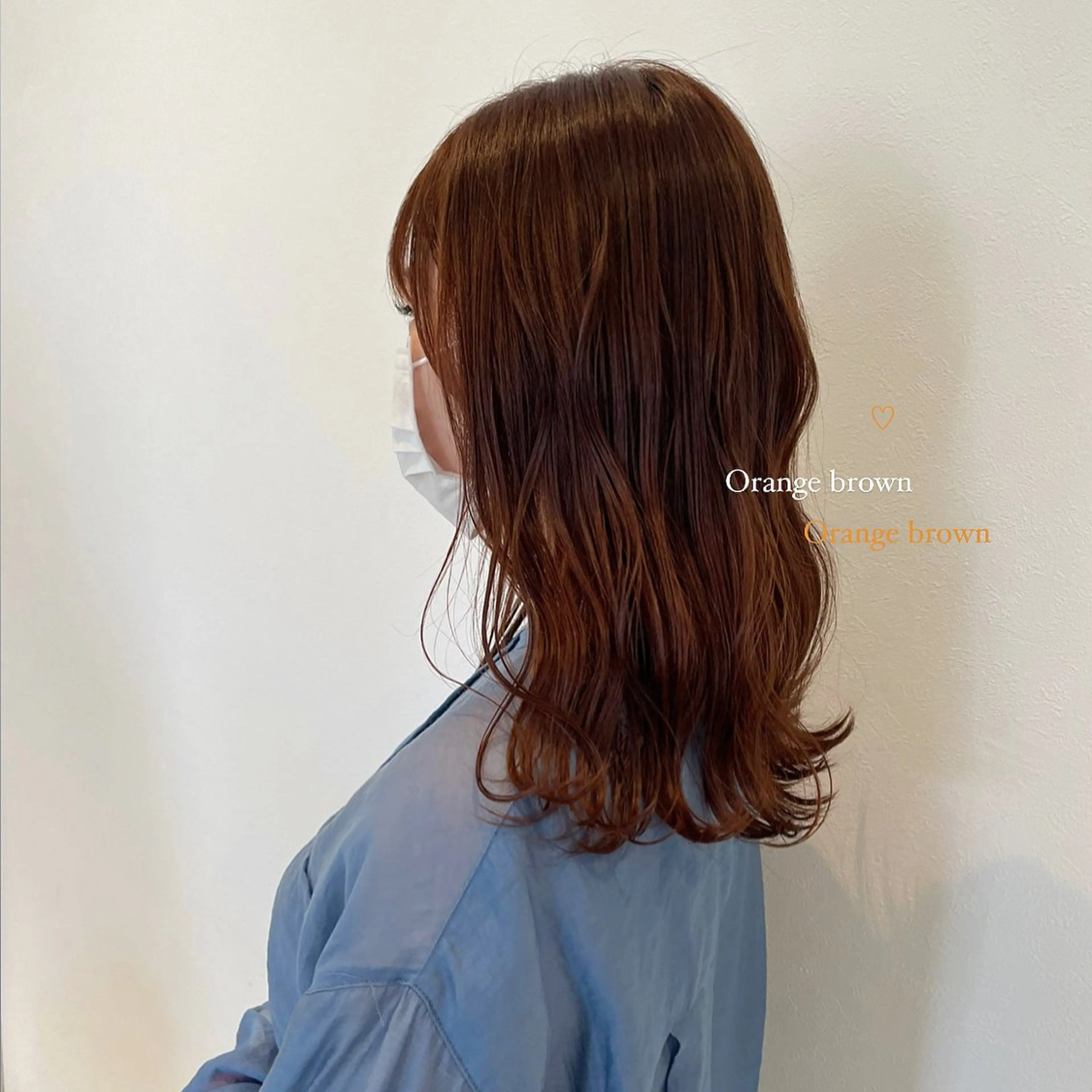 セミロング カラー ブラウンカラー オレンジ オレンジブラウン ダブルカラーVia/ airi♡のヘアスタイル