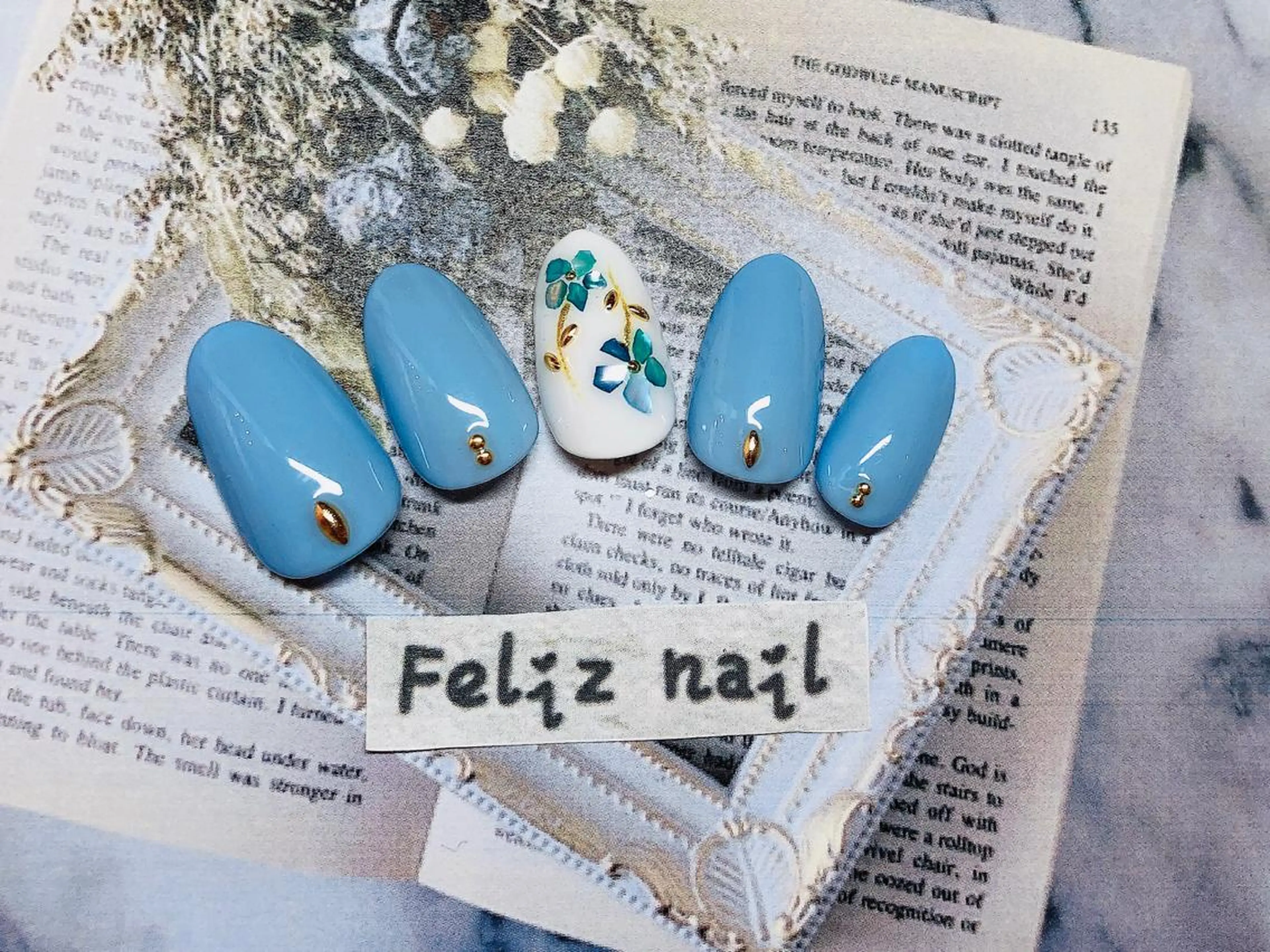 ネイル ブルー ジェルネイル パラジェル 春ネイル ハンドネイル ユキカ （ネイリスト）のネイルデザイン