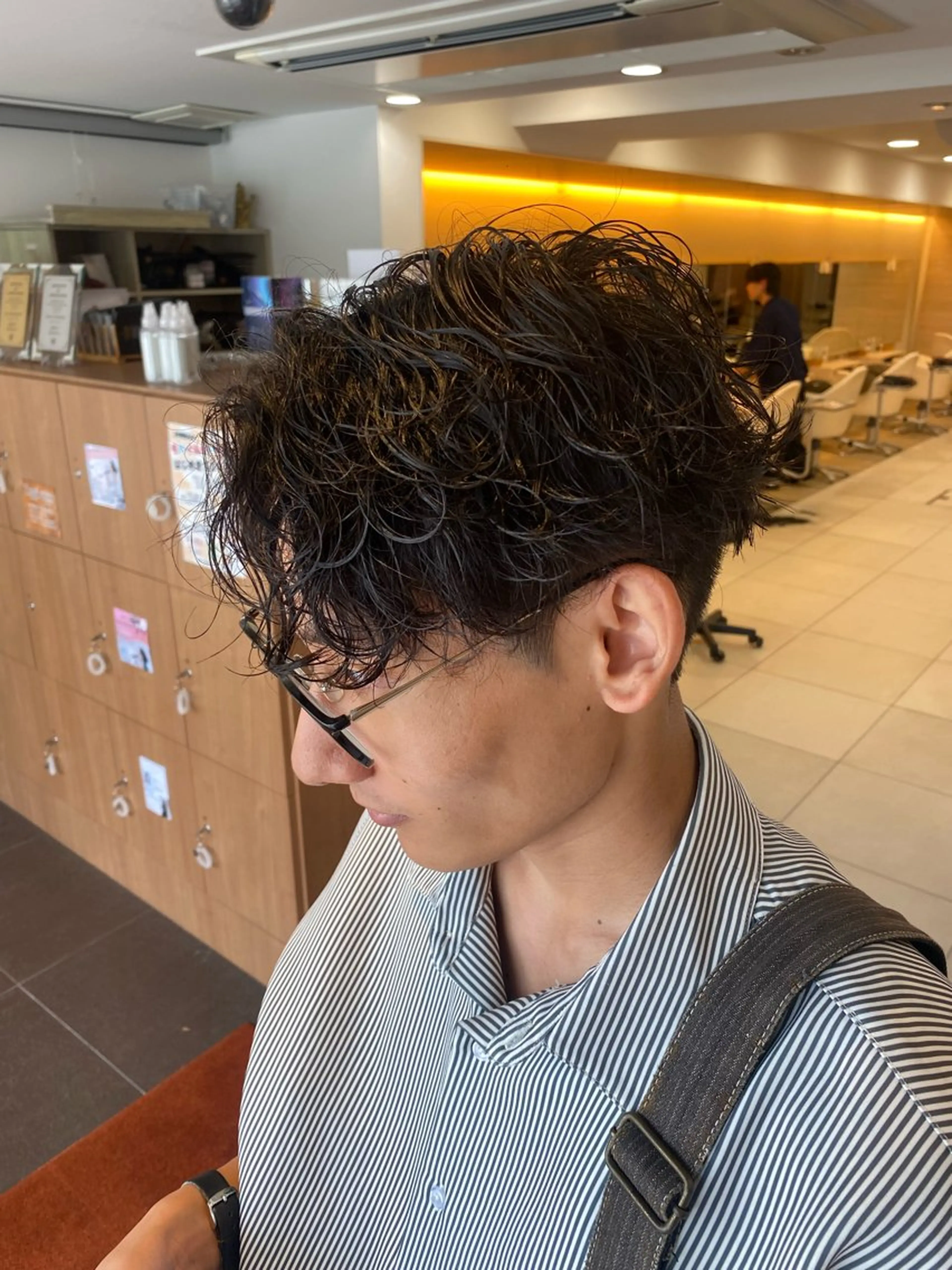 ショート パーマ カット パーマ トリートメント 塩谷黎✨ブリーチ無W カラーメンズパーマ✨のヘアスタイル