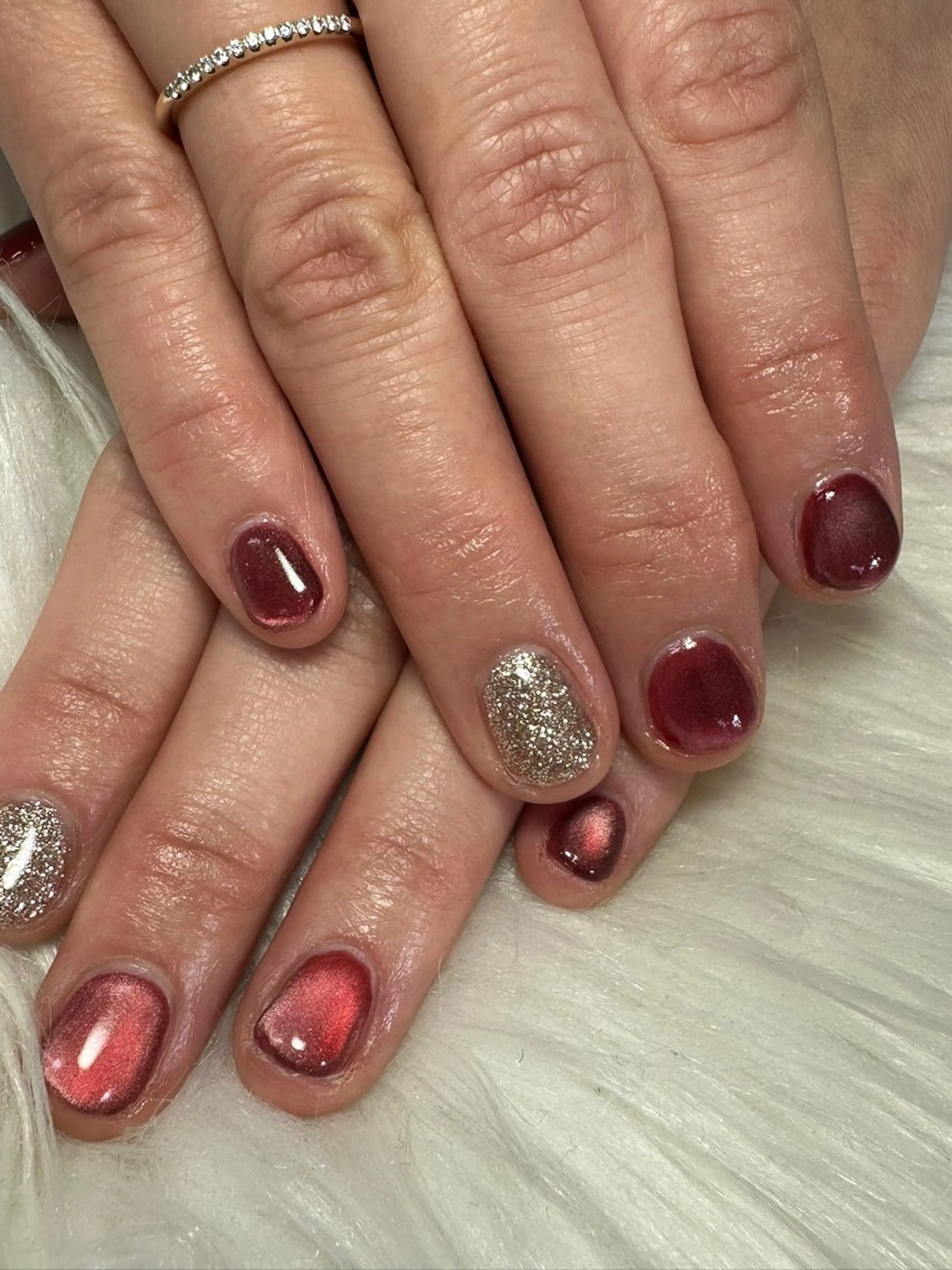 ネイル ボルドー ラメ(グリッター) miwa ミワのネイルデザイン