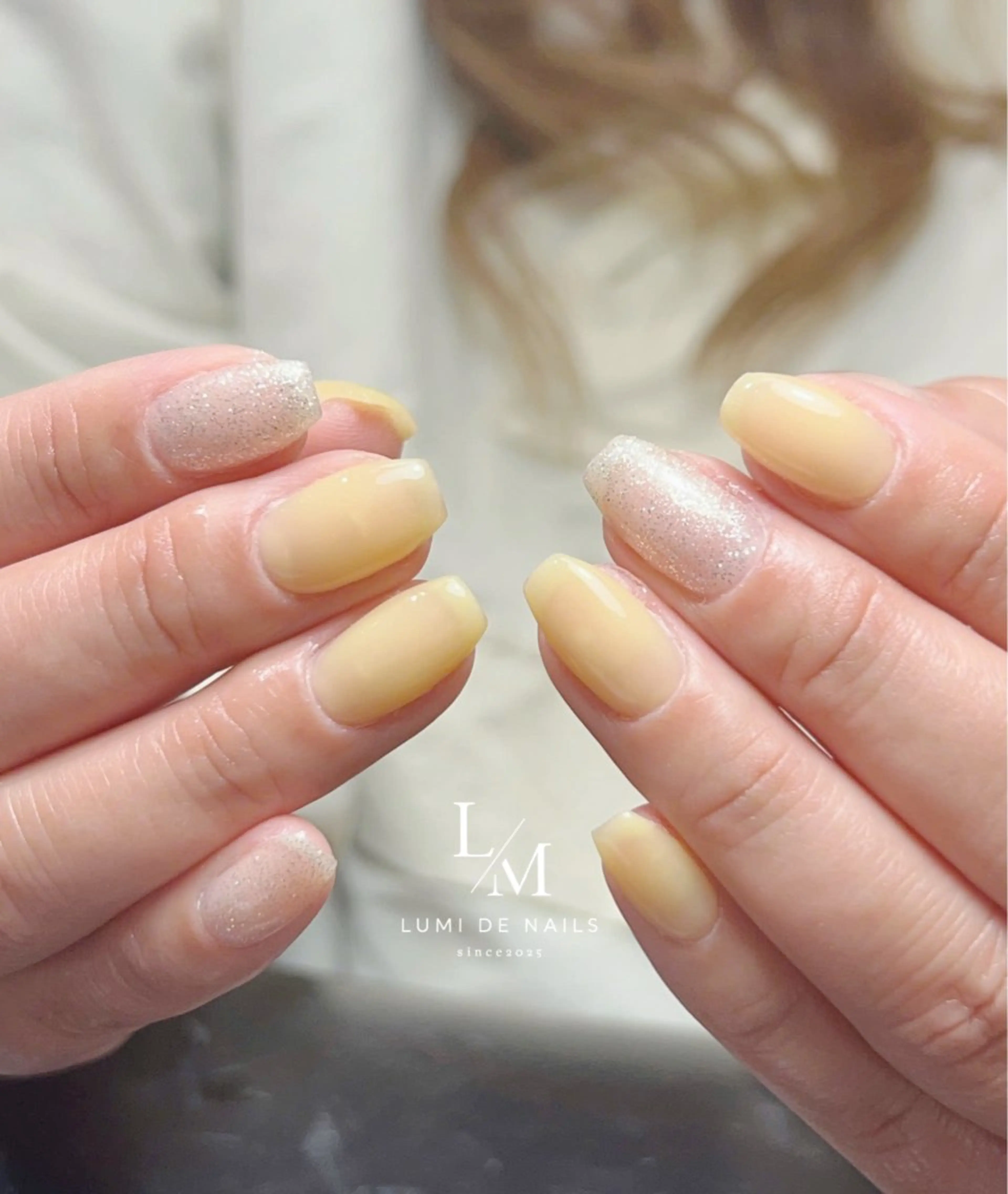 ネイル アートネイル フレンチネイル グラデーション 韓国ネイル ラメ(グリッター) ハンドネイル Lumi de nailsのネイルデザイン
