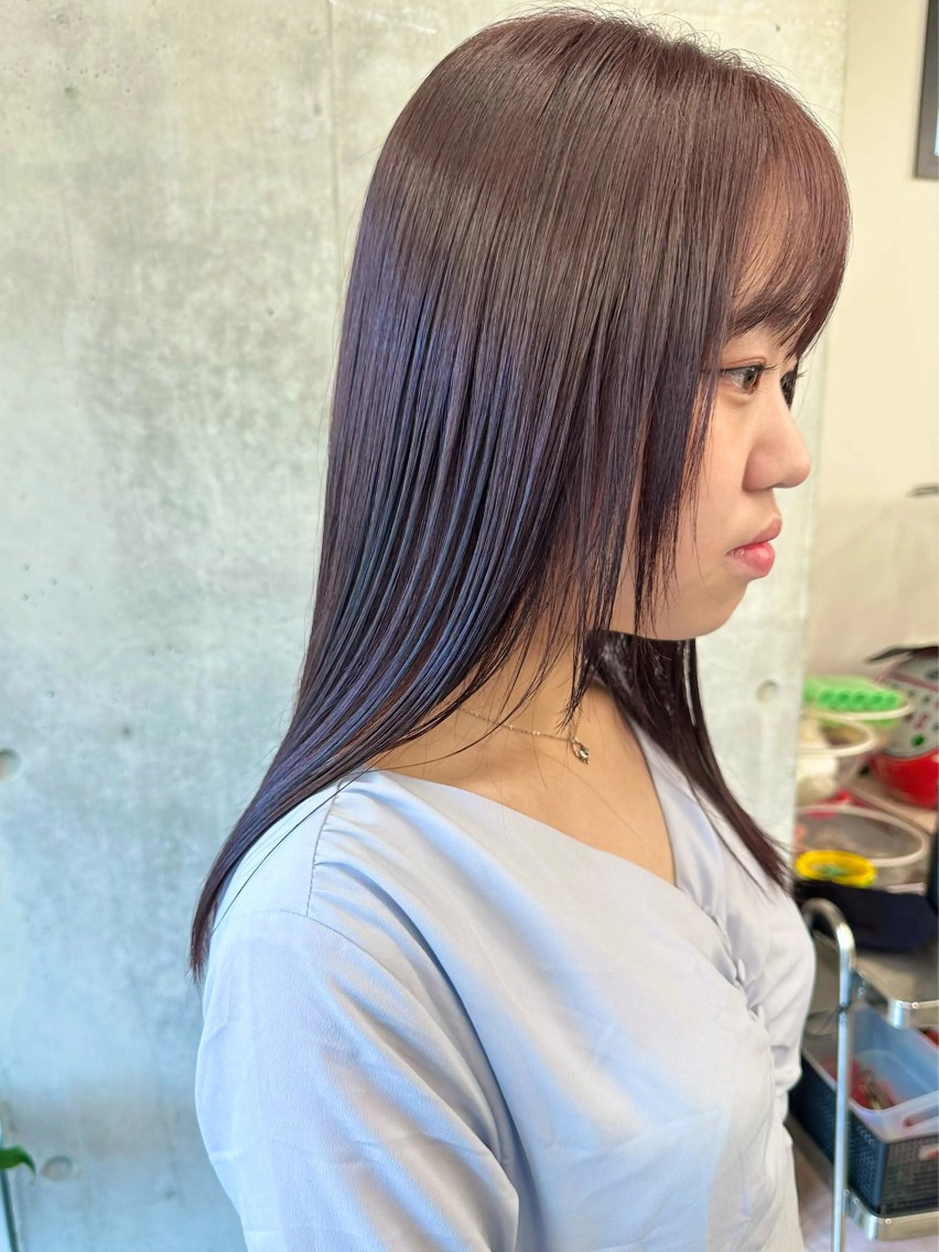 セミロング カラー カット ヘッドスパ ボブ/ゆるふわ ボブパーマ/とういのヘアスタイル