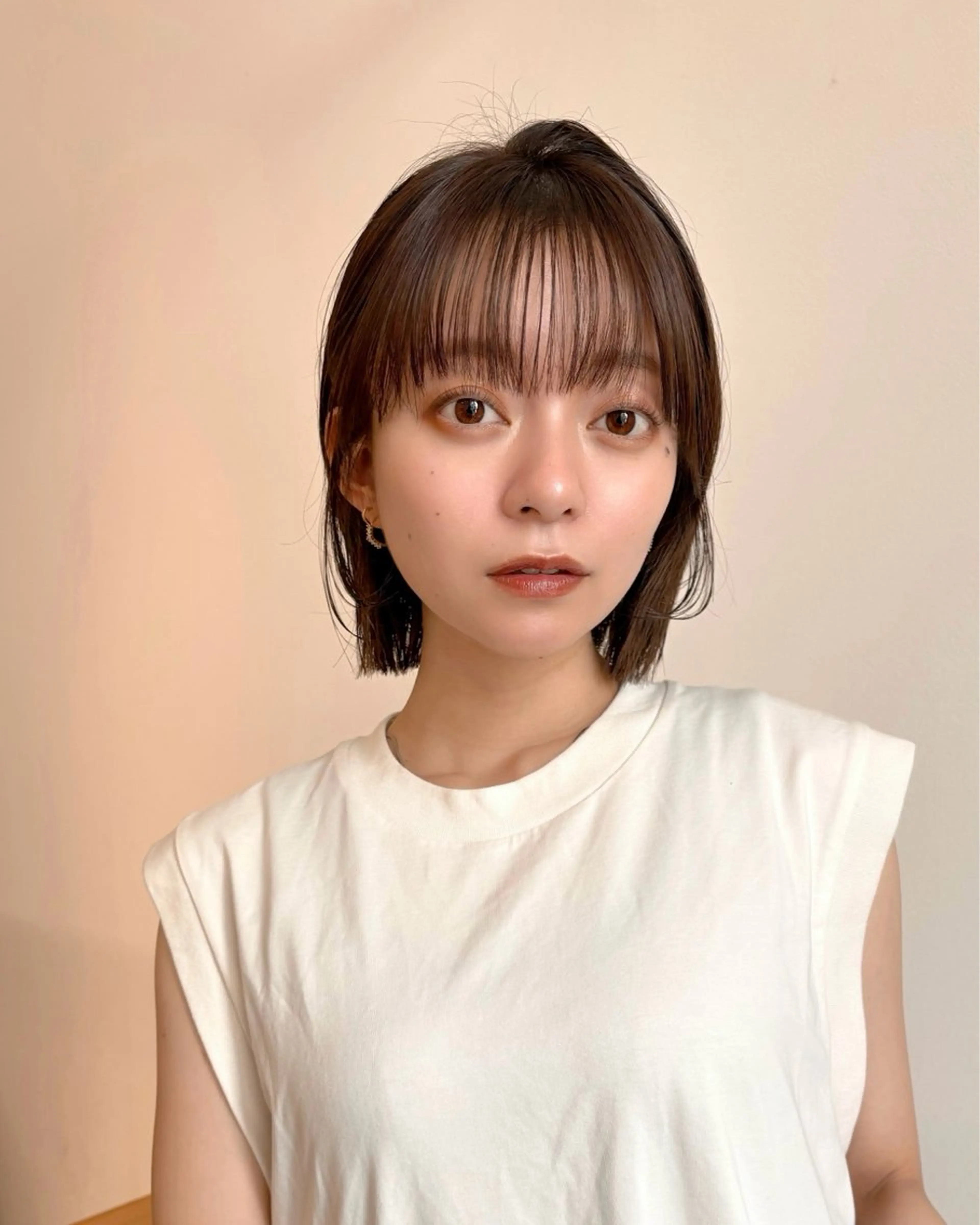 ショート カラー ヘアアレンジ 切りっぱなしボブ ボブ パーマ/暖色/ボブ イワタテ🇰🇷のヘアスタイル