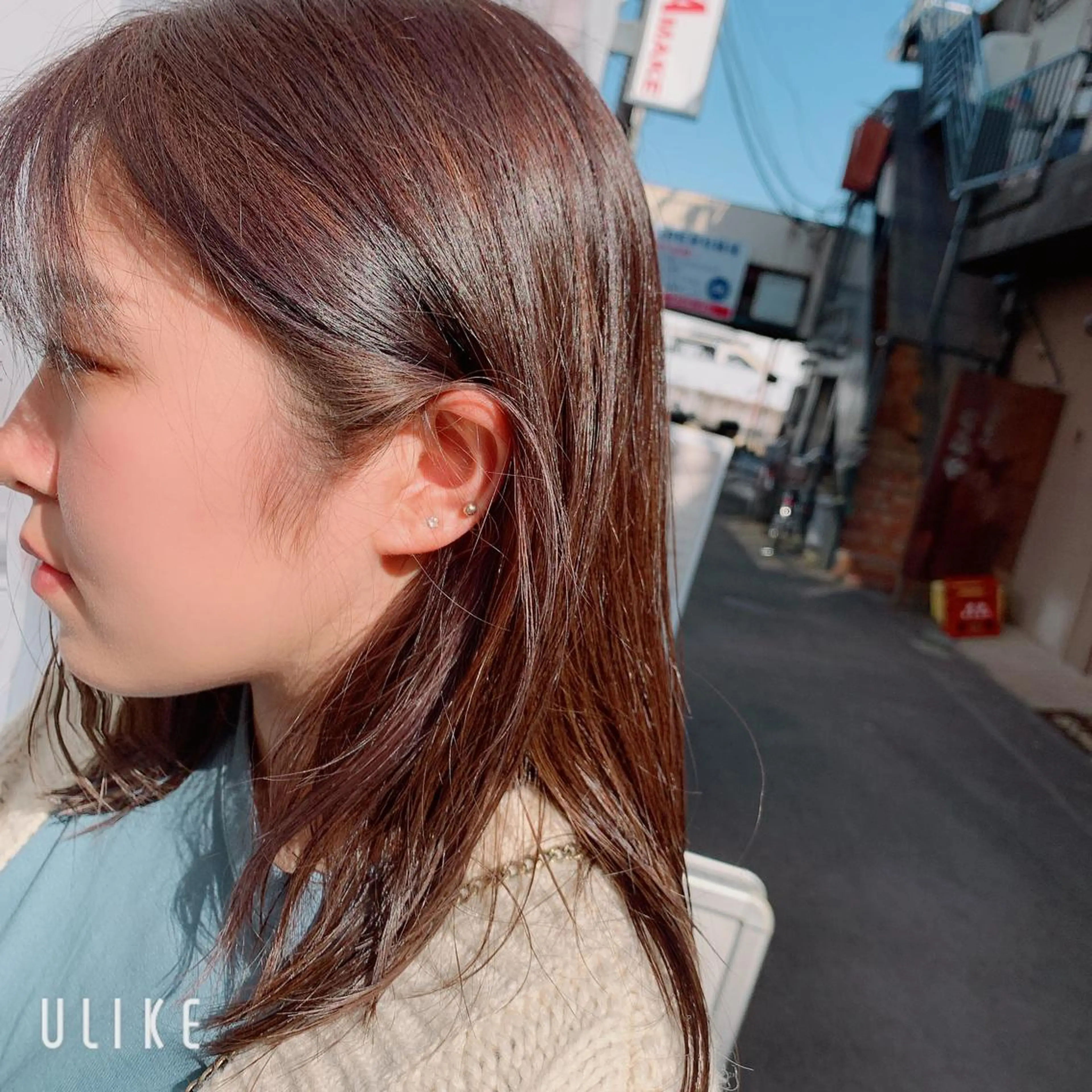 セミロング カラー ヘアアレンジ 透明感カラー イヤリングカラー パープルカラー 【メンズモデル募集】 Bassa所沢のヘアスタイル