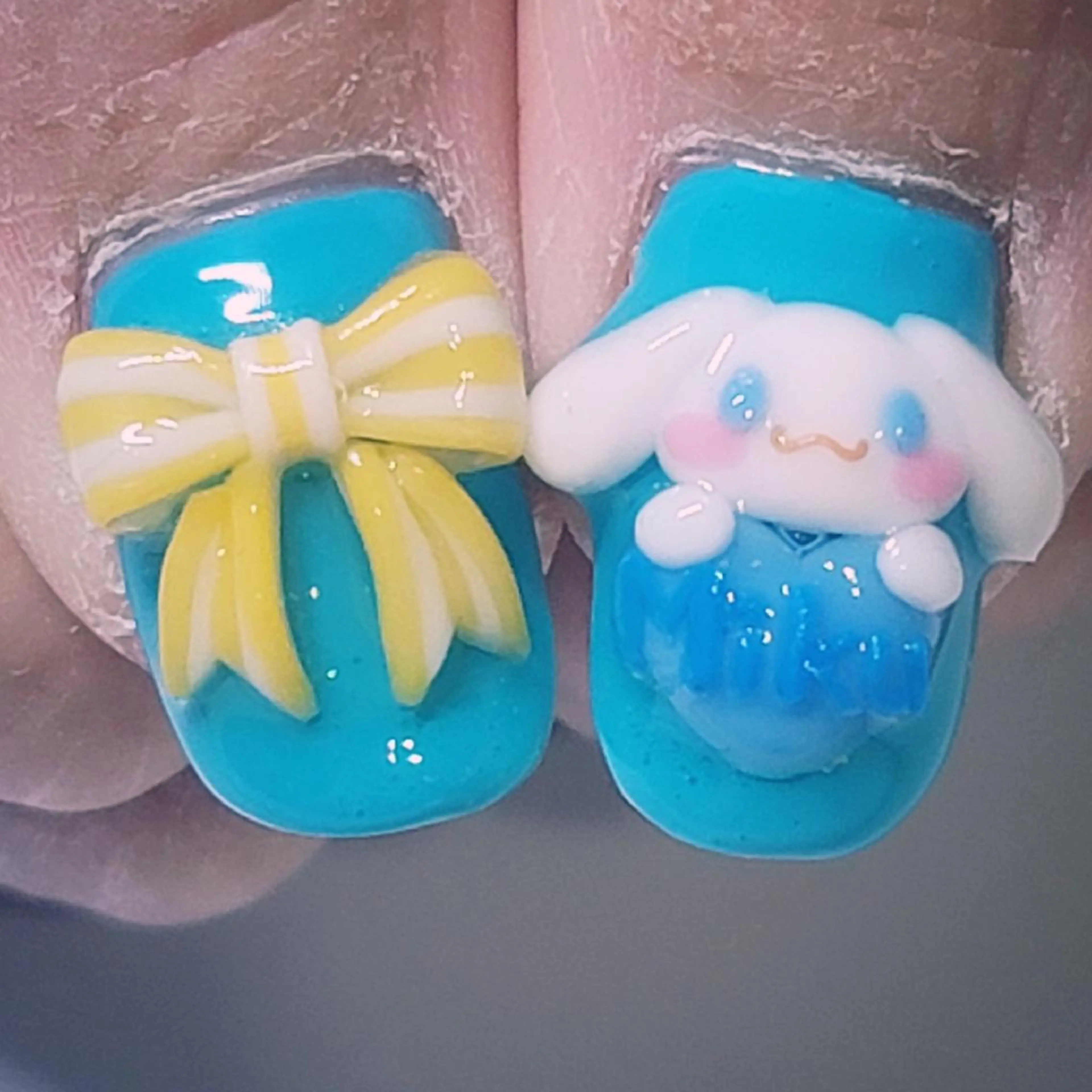 ネイル アートネイル ハート リボン 黄色 ハンドネイル よしだ ひろきのネイルデザイン