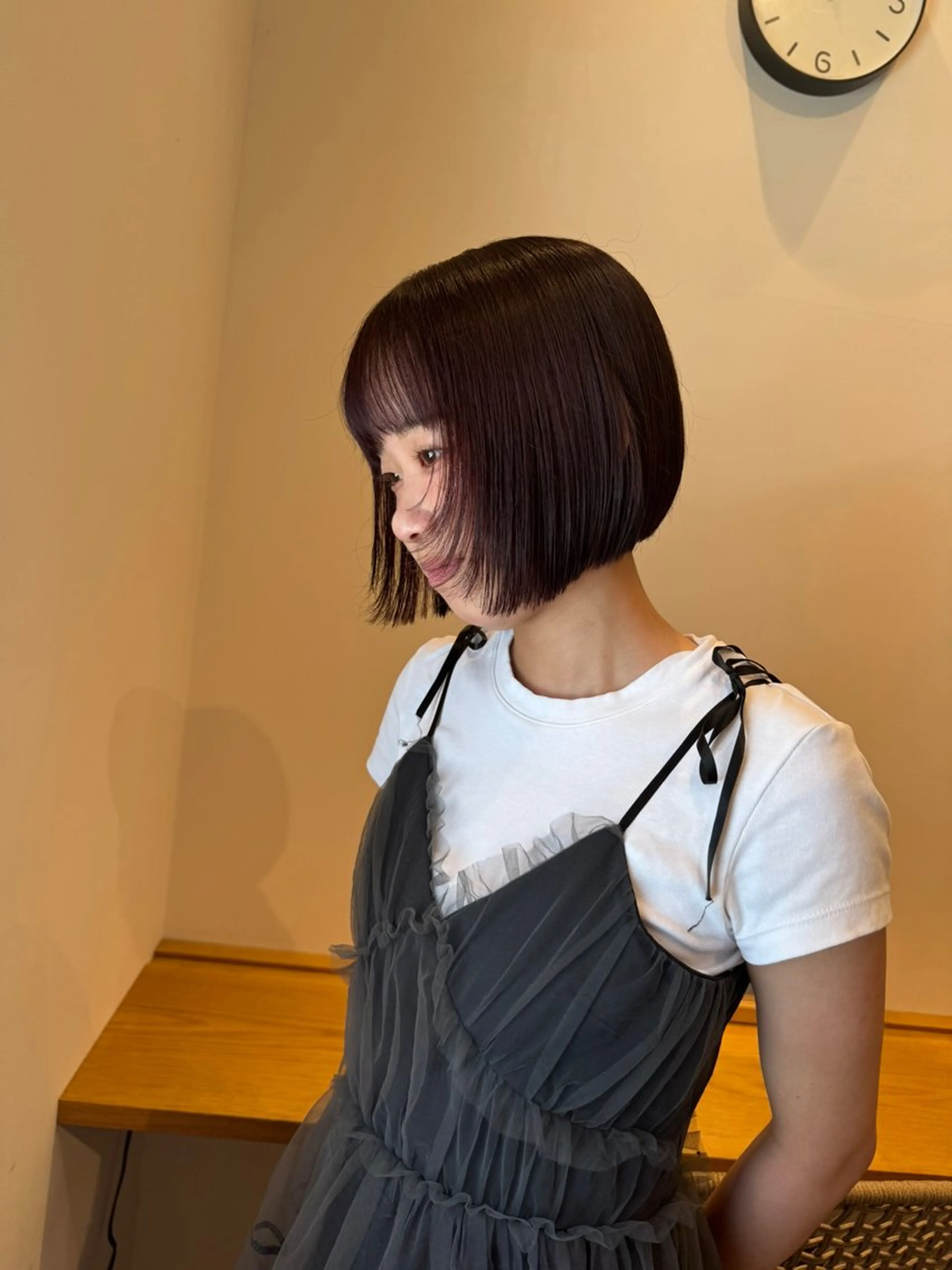 ショート カラー ブラウンカラー レッドカラー レッドブラウン 顔まわりレイヤー レイヤーカット カット ヘアカラー トリートメント ENIF　大島 芽生のヘアスタイル