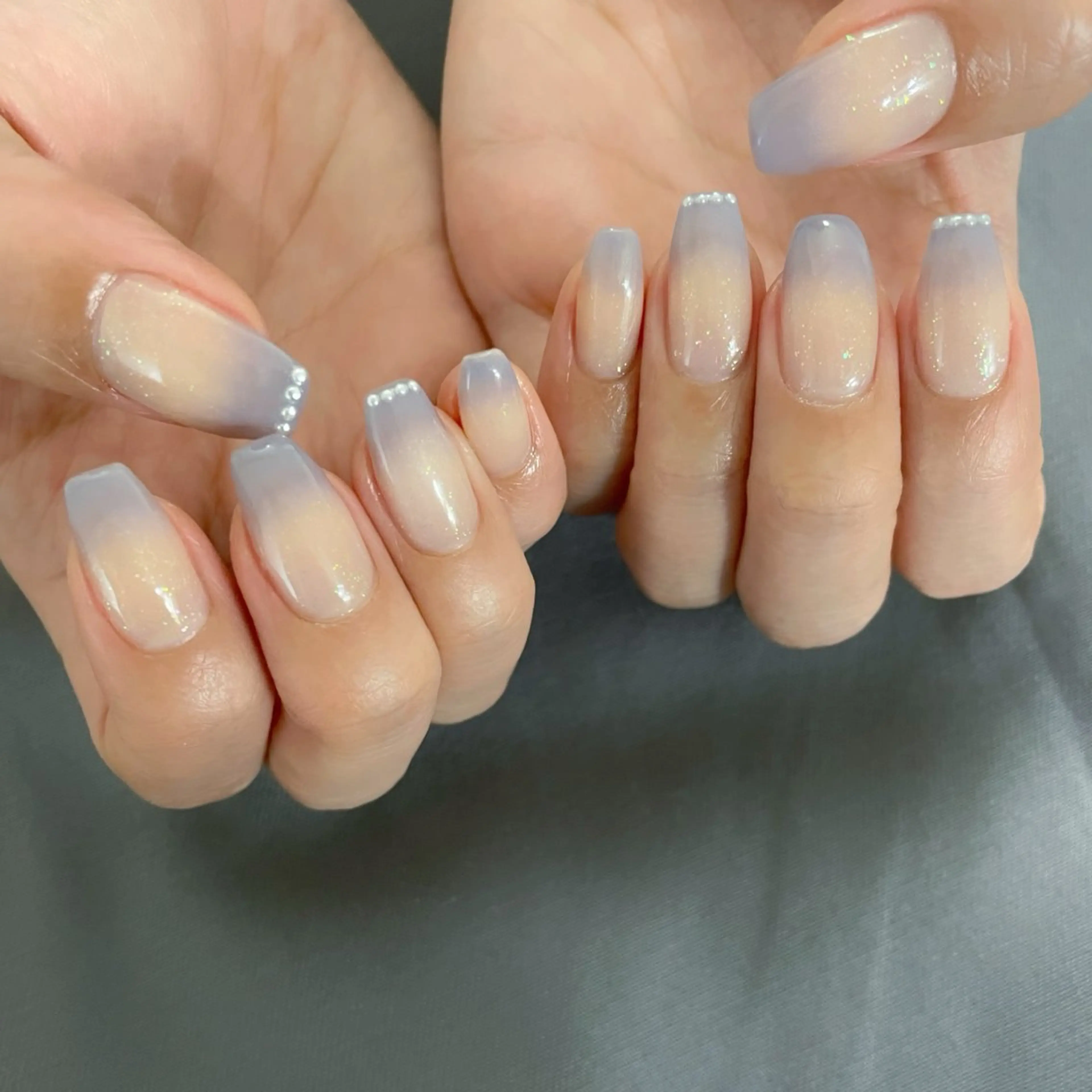 ネイル ブルー グラデーション ラメ(グリッター) ハンドネイル nail 6.のネイルデザイン