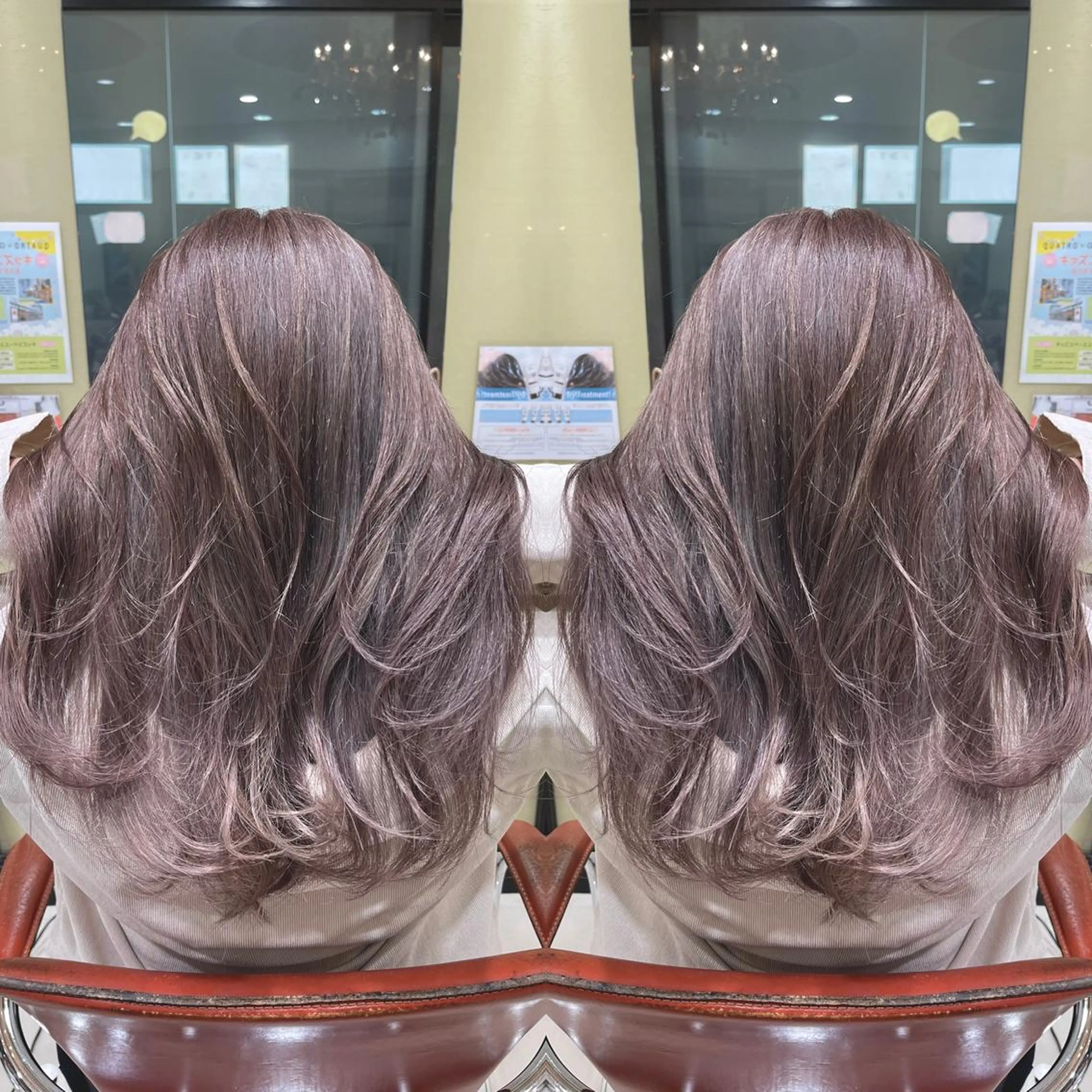 セミロング ヘアカラー Y Uのヘアスタイル