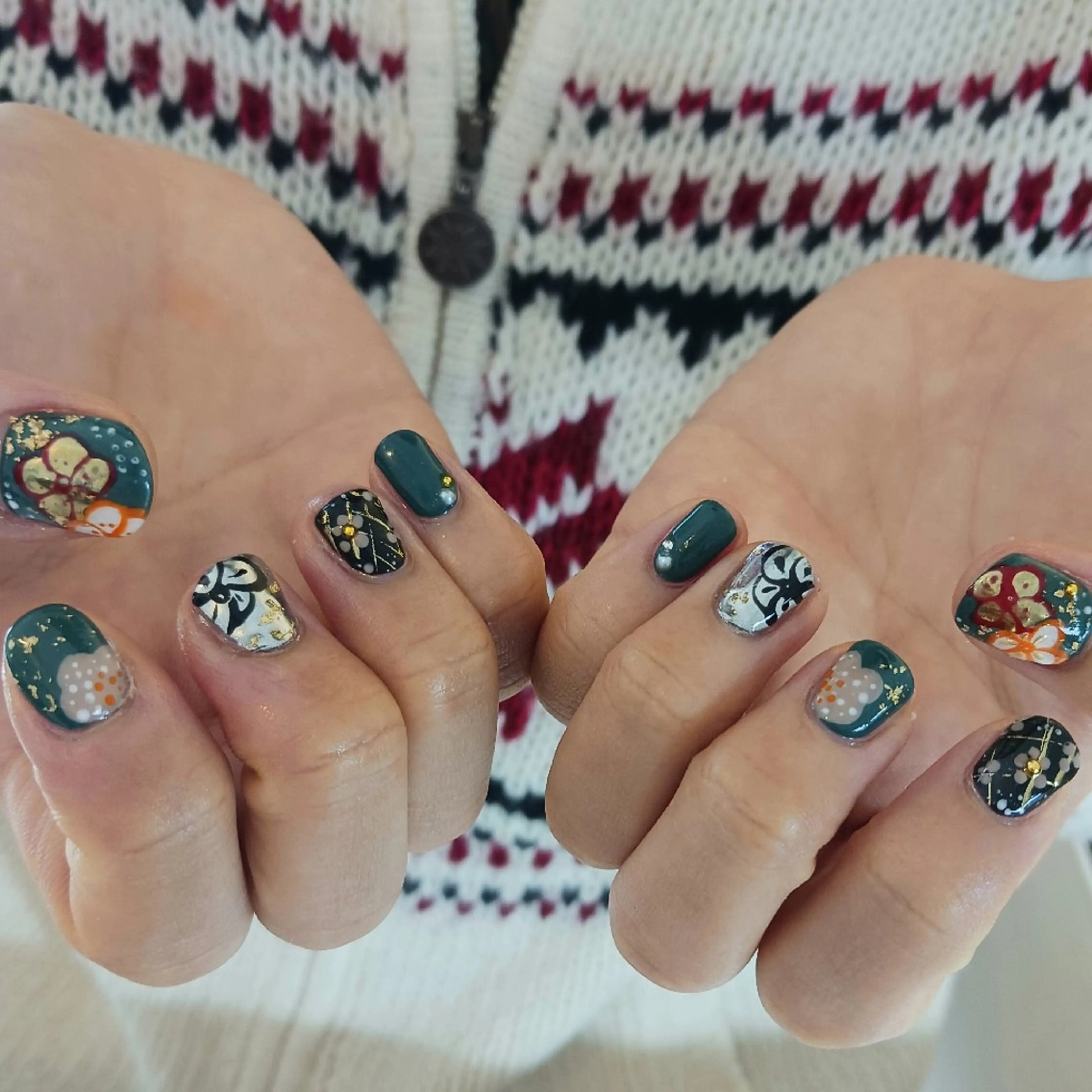 ネイル 成人式 ミラーネイル 持ち込み 冬ネイル ハンドネイル owlnail /持込みデザイン専門のネイルデザイン