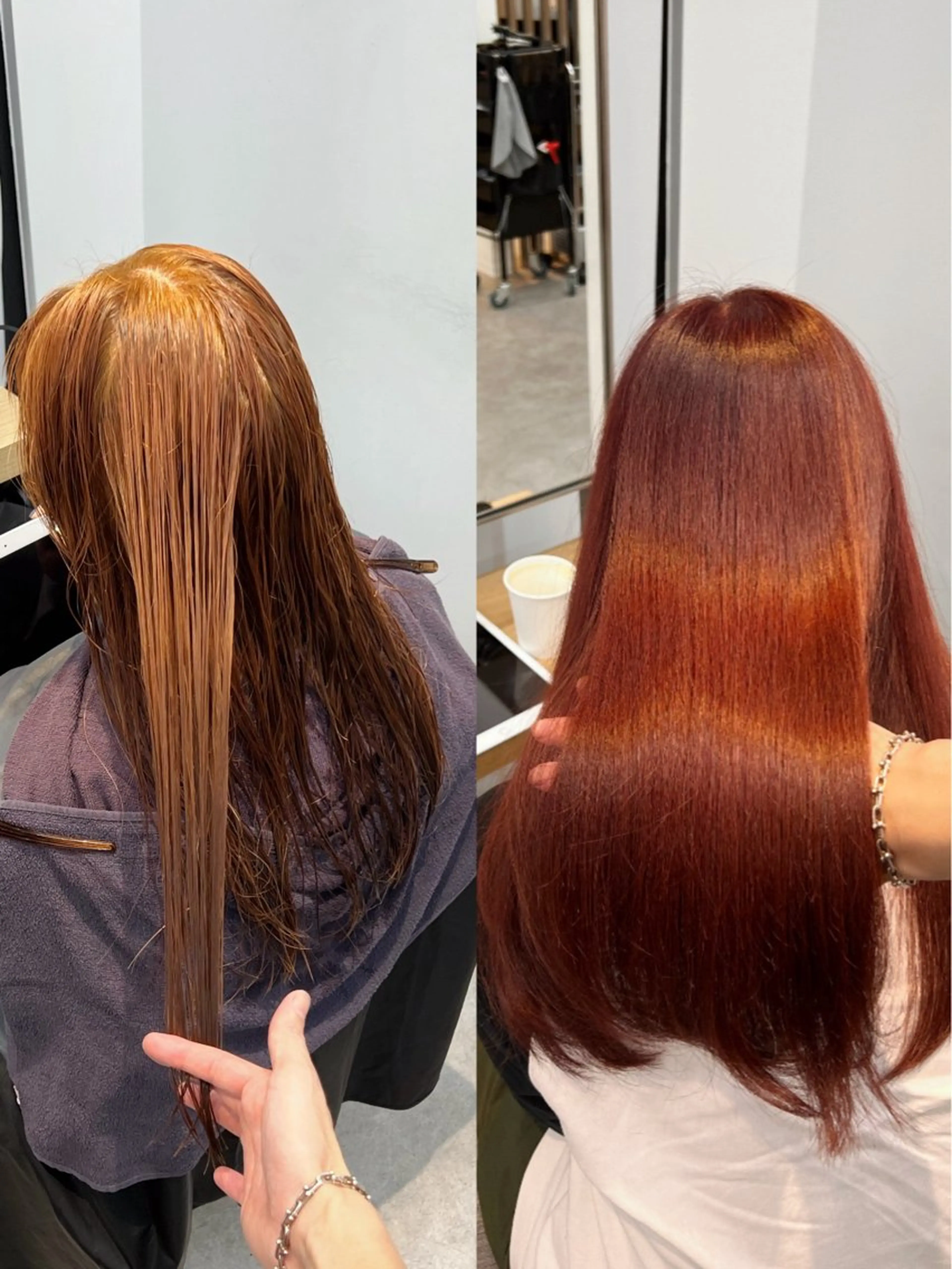 セミロング ピンクブラウン ヘアカラー 🫧髪質改善•艶カラ ー特化🫧谷奥甲太のヘアスタイル