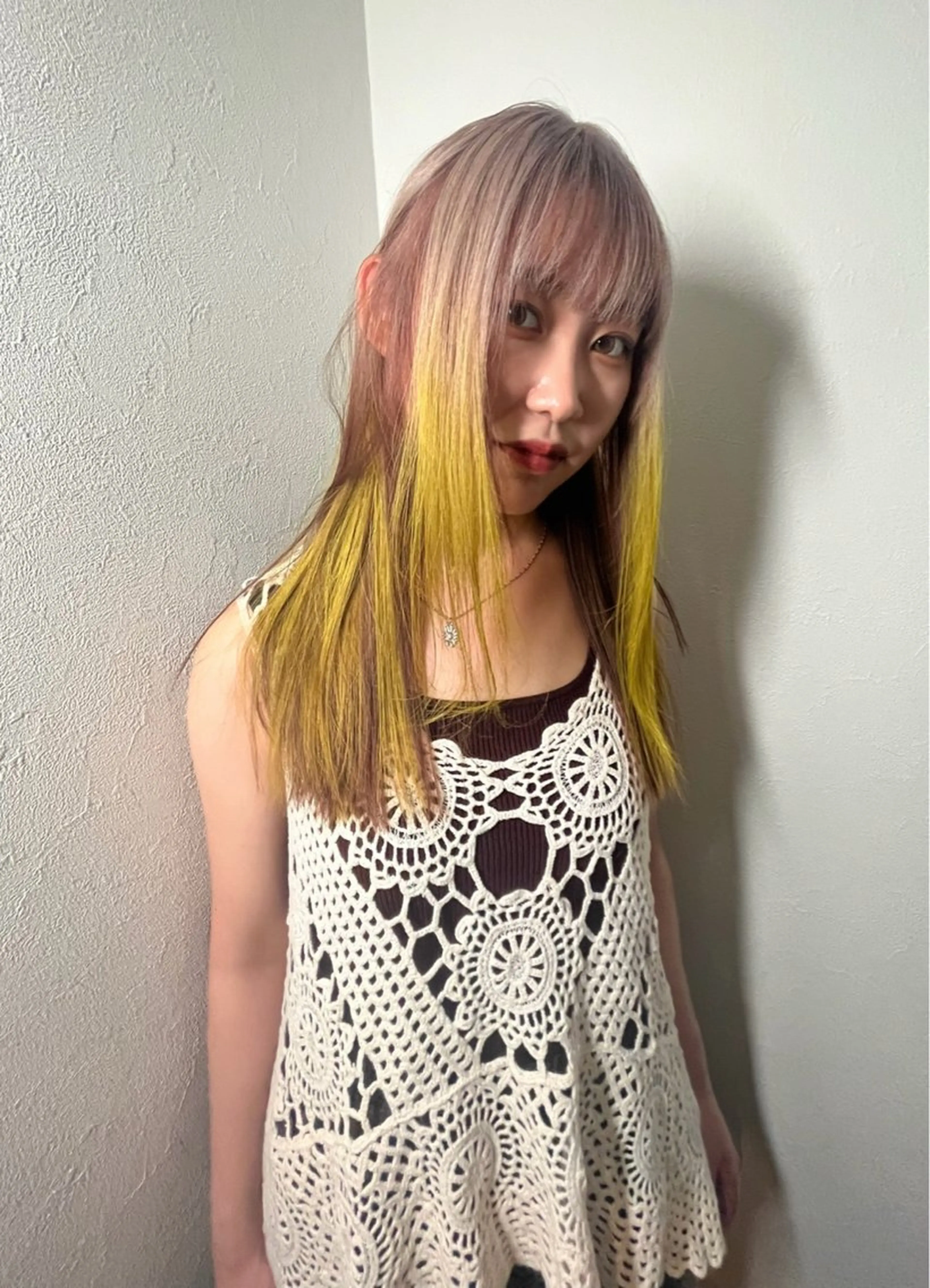 ミディアム カラー ベージュカラー ブリーチ デザインカラー ダブルカラー ハイトーンカラー ヘアカラー トリートメント 💖艶ハイトーン髪質 改善💖ケンシンのヘアスタイル