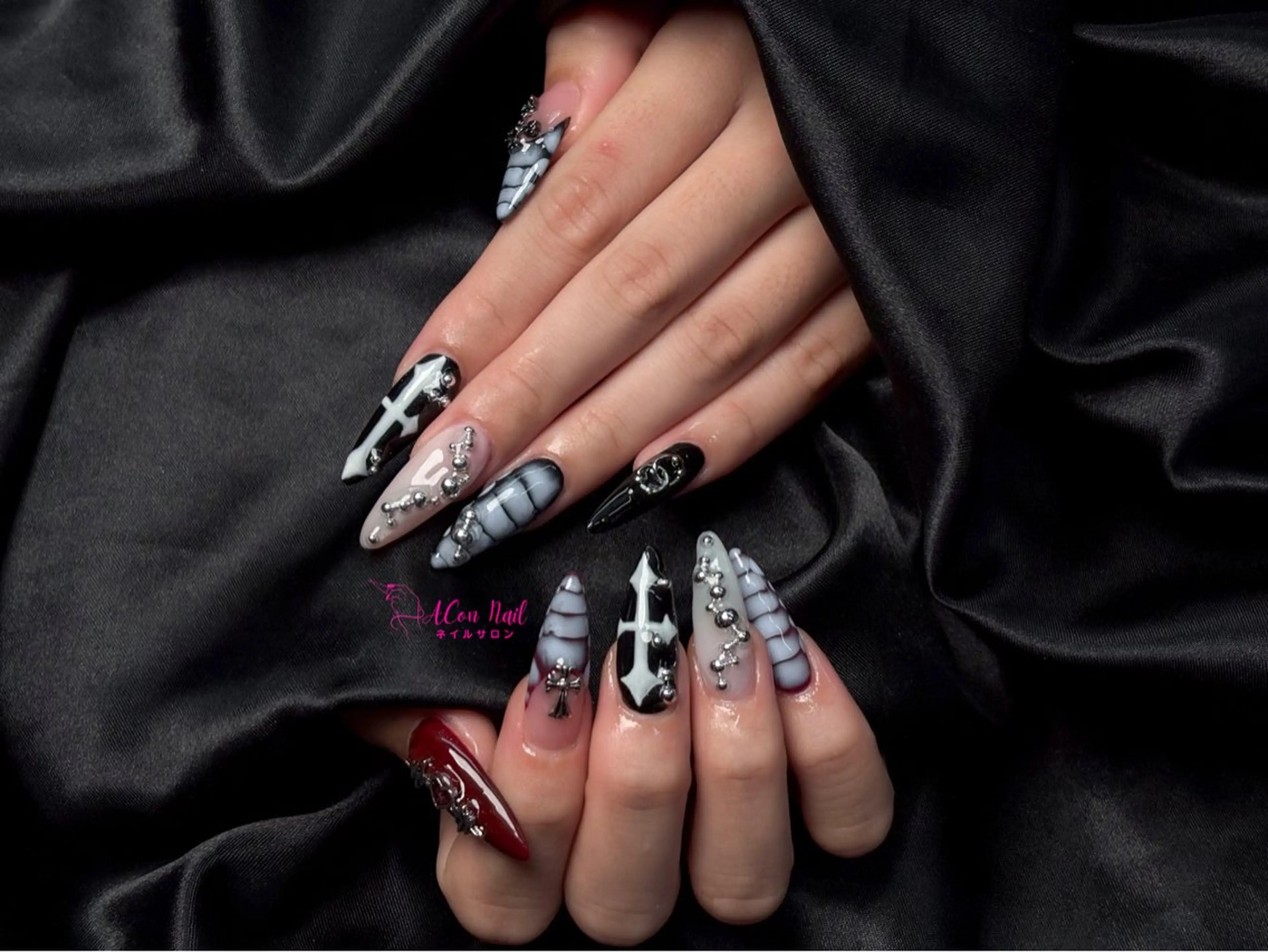 ネイル 桜ネイル 長さ出し フラワーネイル フレンチネイル ジェルネイル ハンドネイル AConNailSalon所属・ACon NailSalonのネイルデザイン