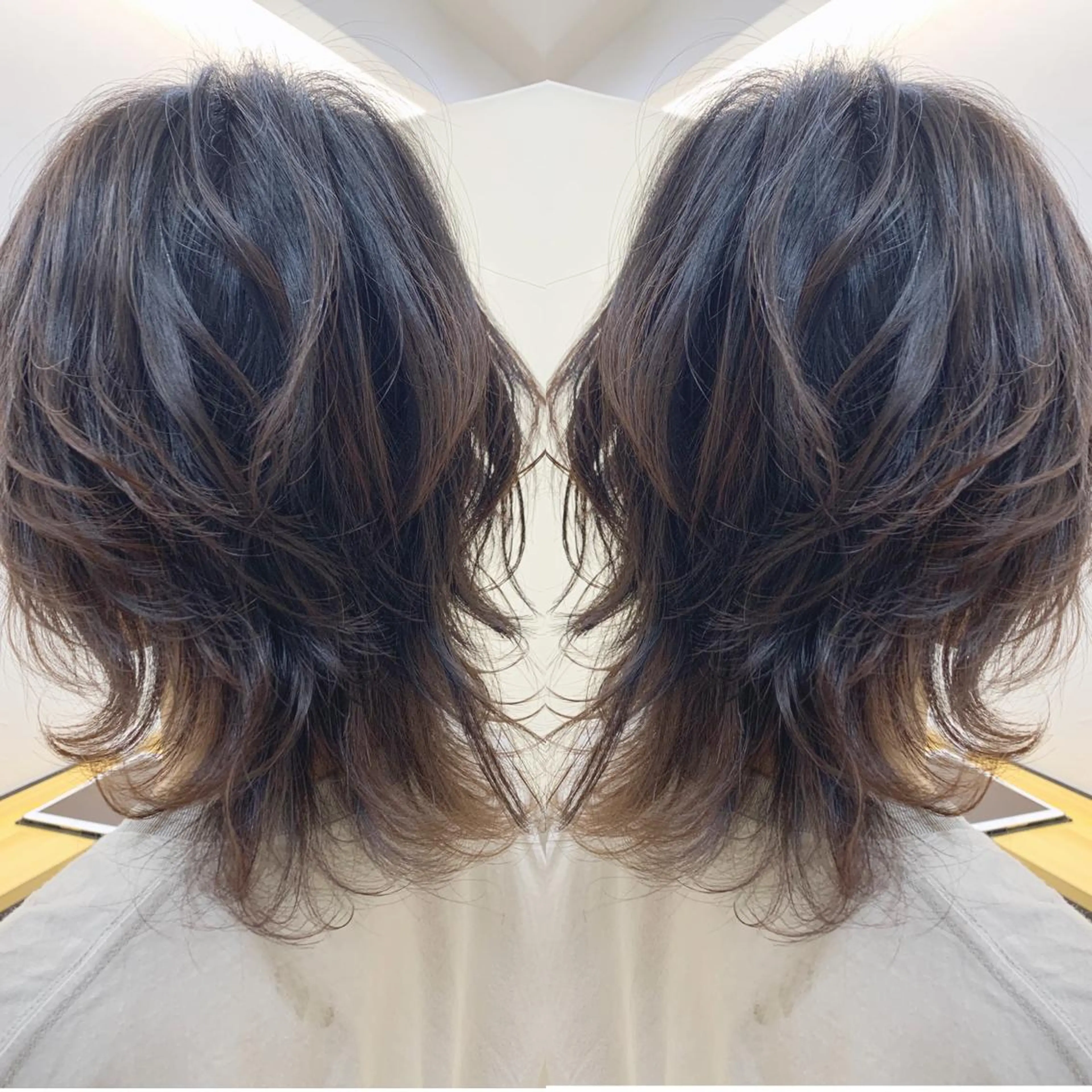 ミディアム ウルフカット カット パーマ H (エイチ) 烏丸御池店のヘアスタイル