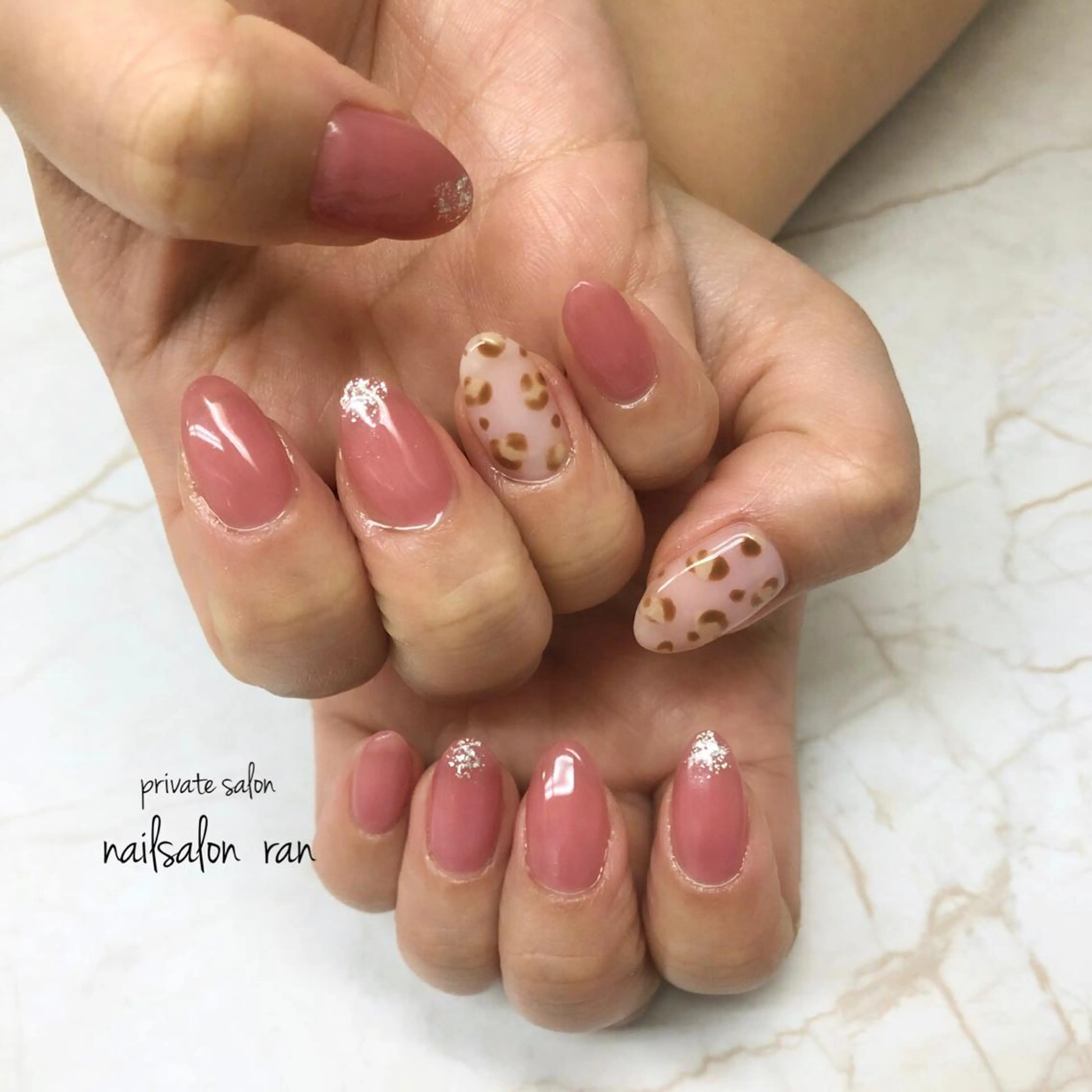 ネイル アニマル柄 ガーリー 持ち込み nailsalon ranのネイルデザイン