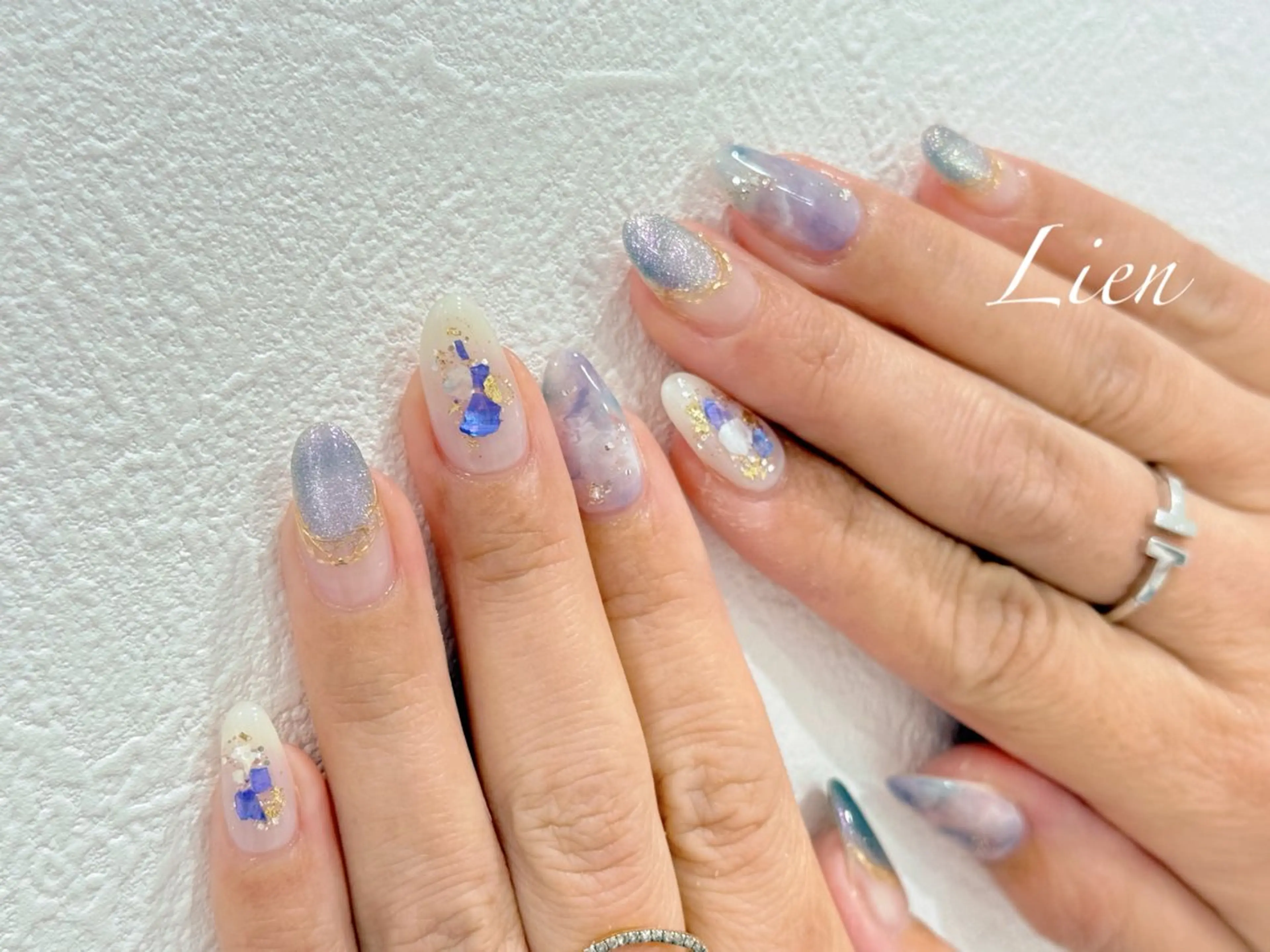 ネイル 長さ出し フットネイル フレンチネイル ジェルネイル ガラスフレンチ ハンドネイル Lien（リアン） 銀座駅6分のネイルデザイン