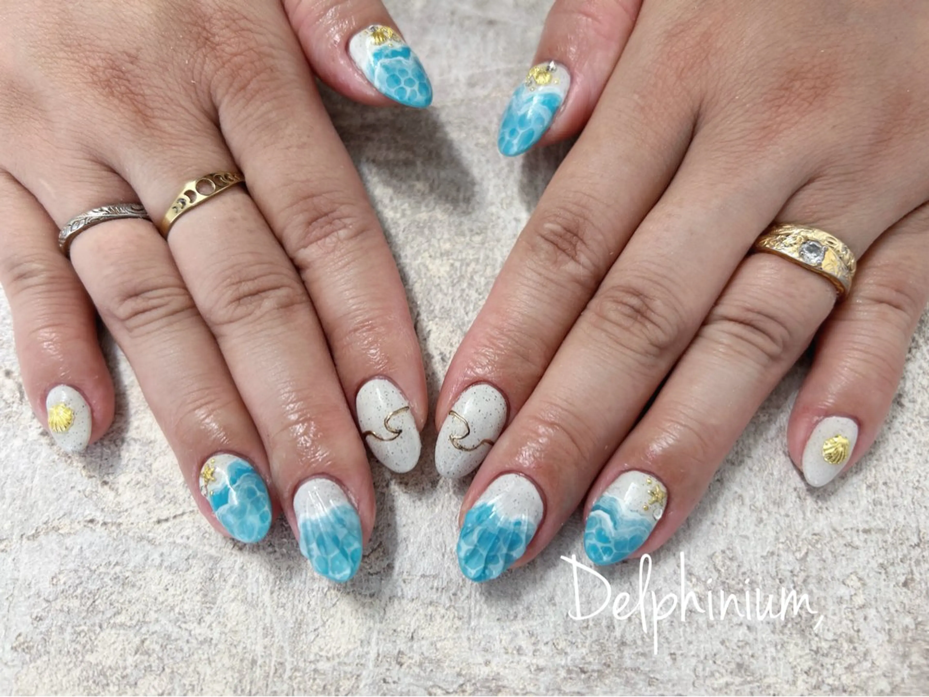 ネイル ジェルネイル パラジェル 夏ネイル ハンドネイル 岡本 友恵のネイルデザイン