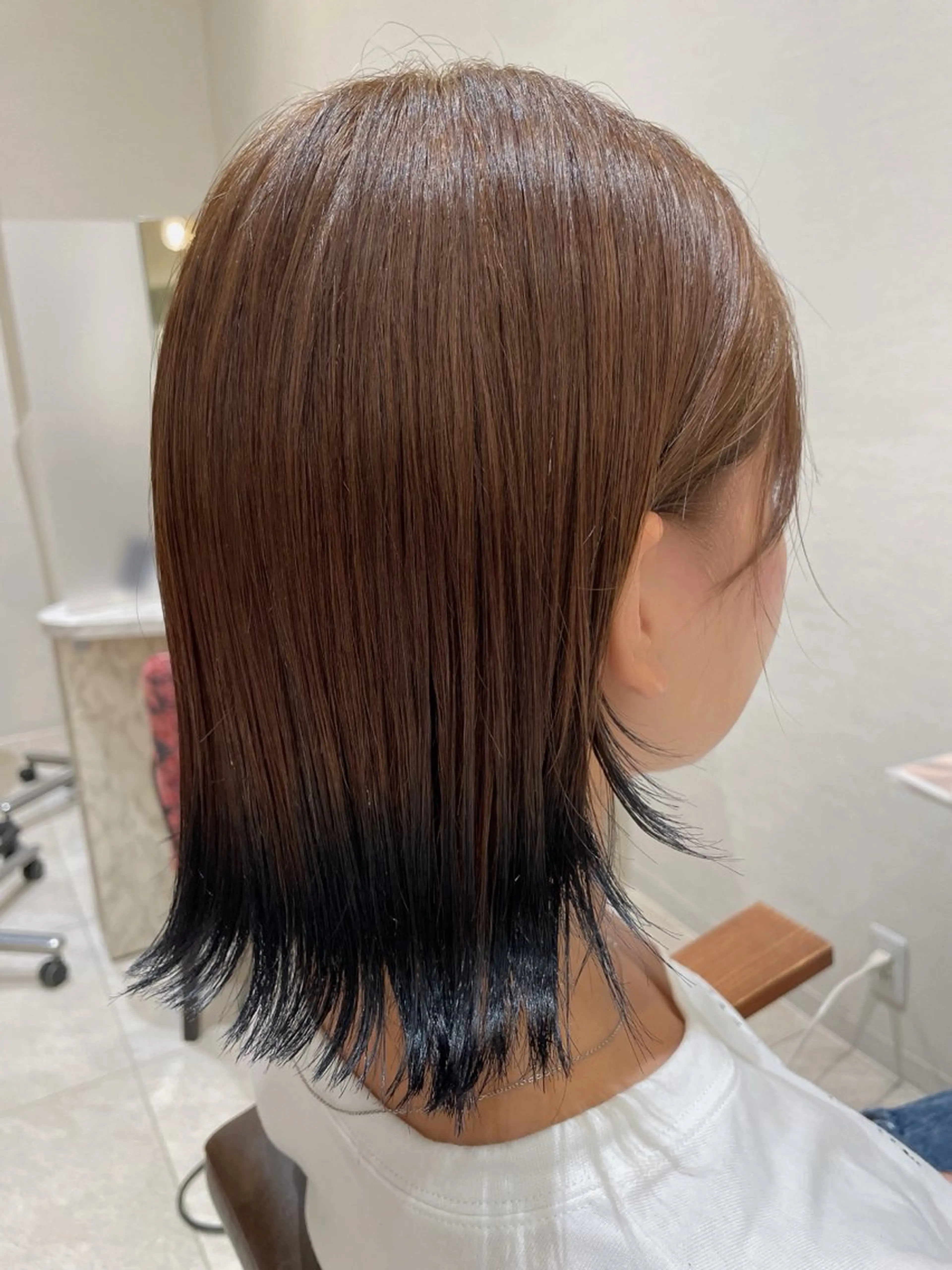 ミディアム カラー ヘアアレンジ ブリーチ ブリーチなしカラー カット ヘアカラー 齋藤 拓郎のヘアスタイル