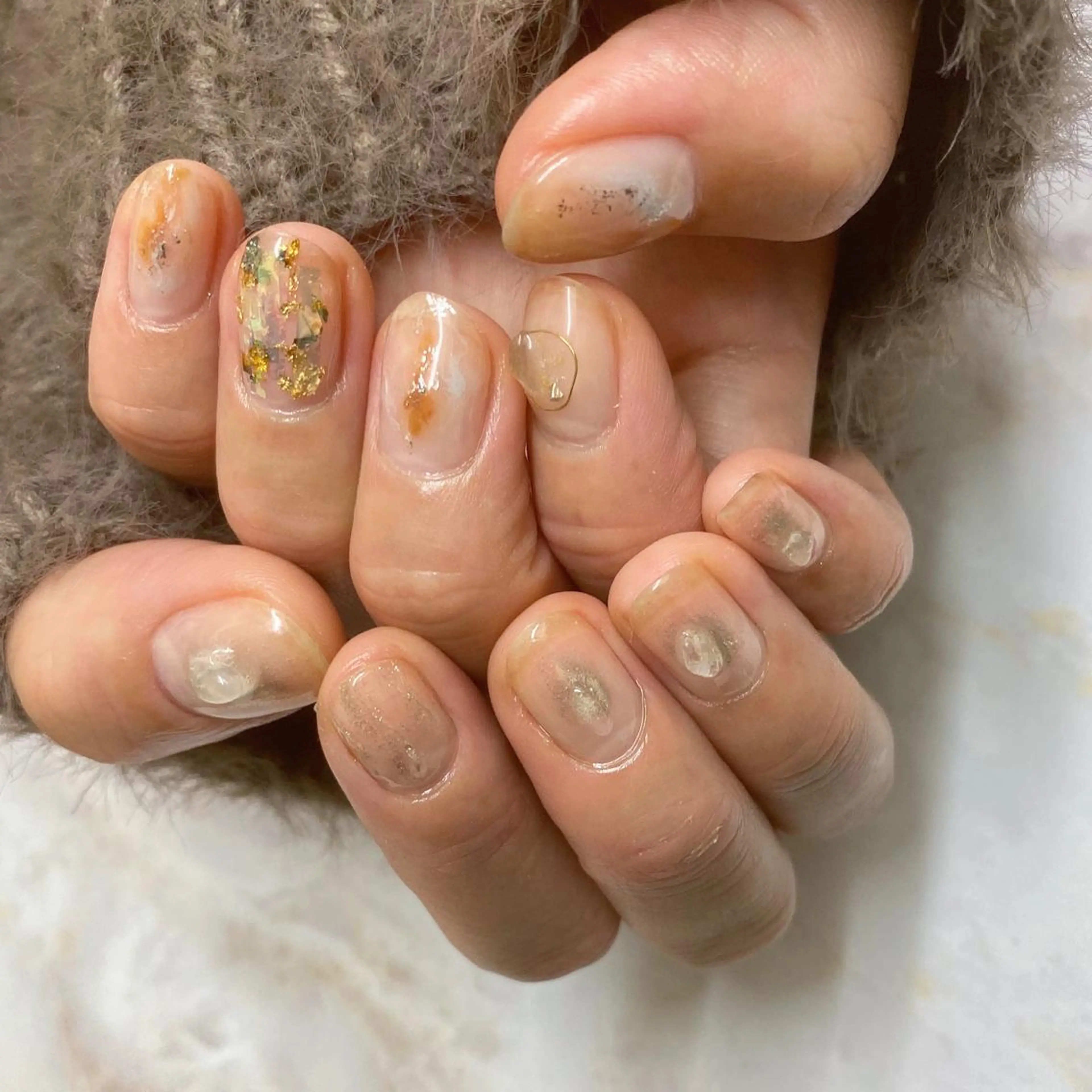 ネイル ブルー クリアネイル ハンドネイル 栗林 実莉のネイルデザイン