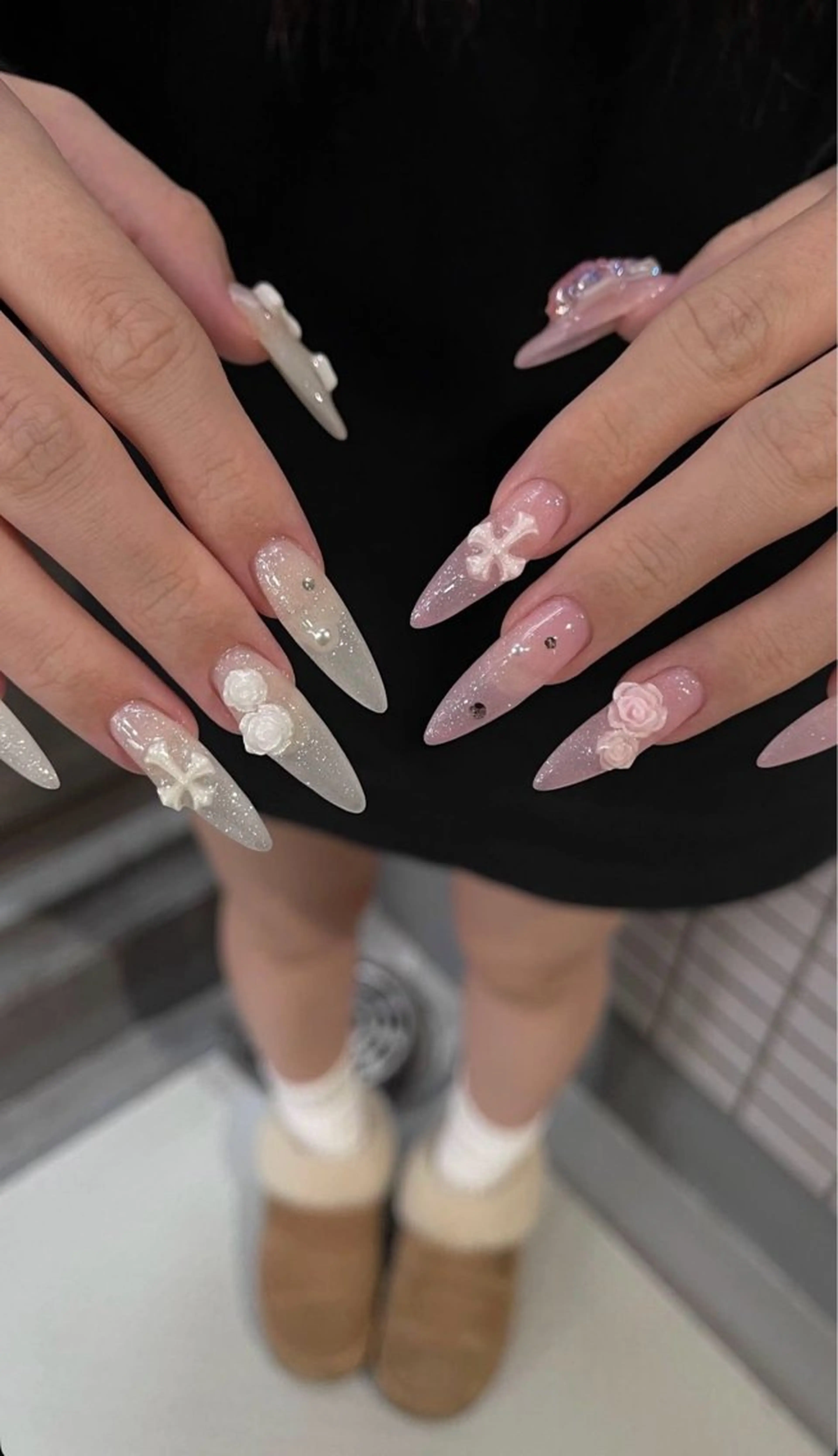 ネイル 韓国ネイル 持ち込み ニュアンスネイル ネイルチップ 冬ネイル LISA ANA.CHUOのネイルデザイン