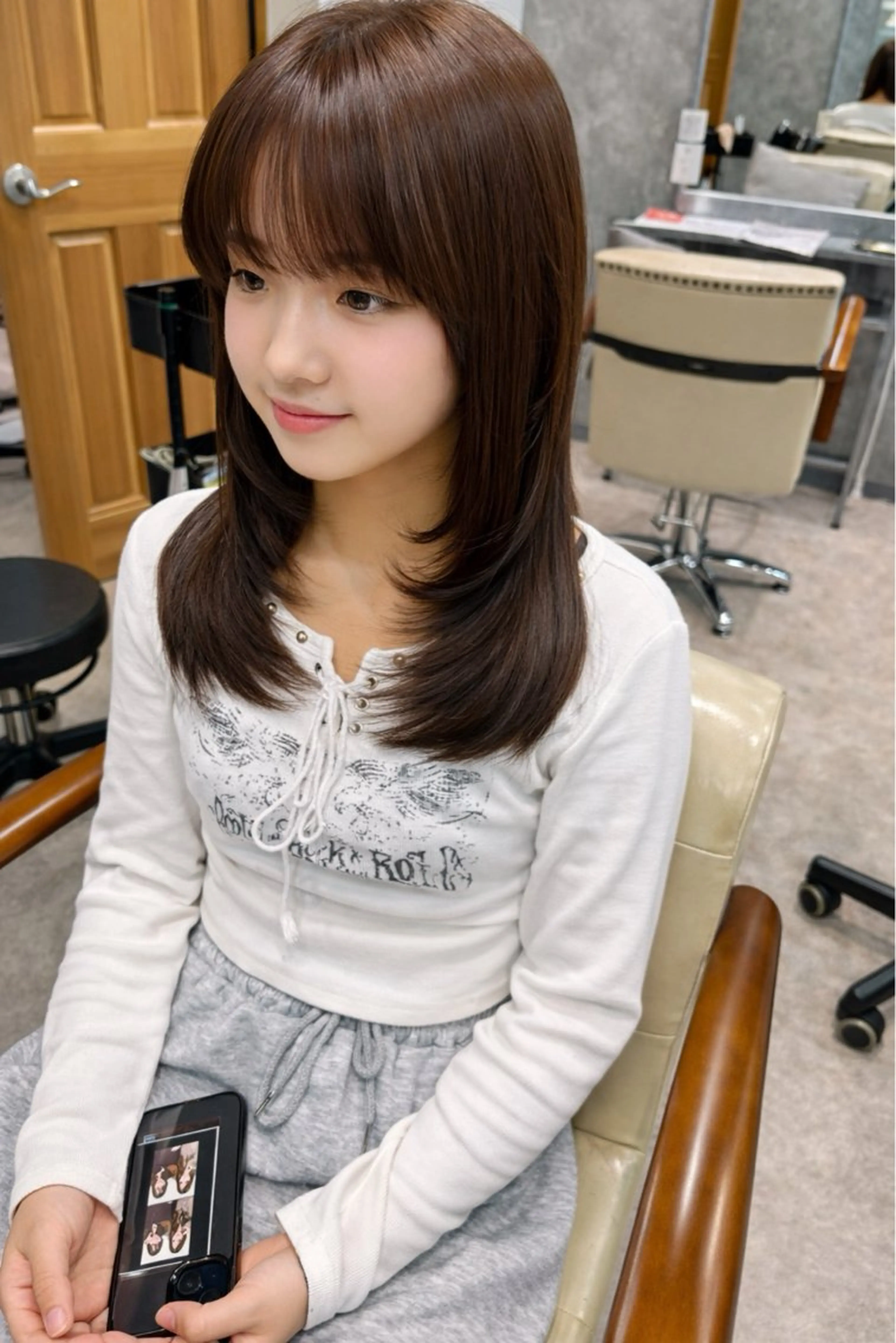 ミディアム カット MIHO 海外風レイヤーのヘアスタイル