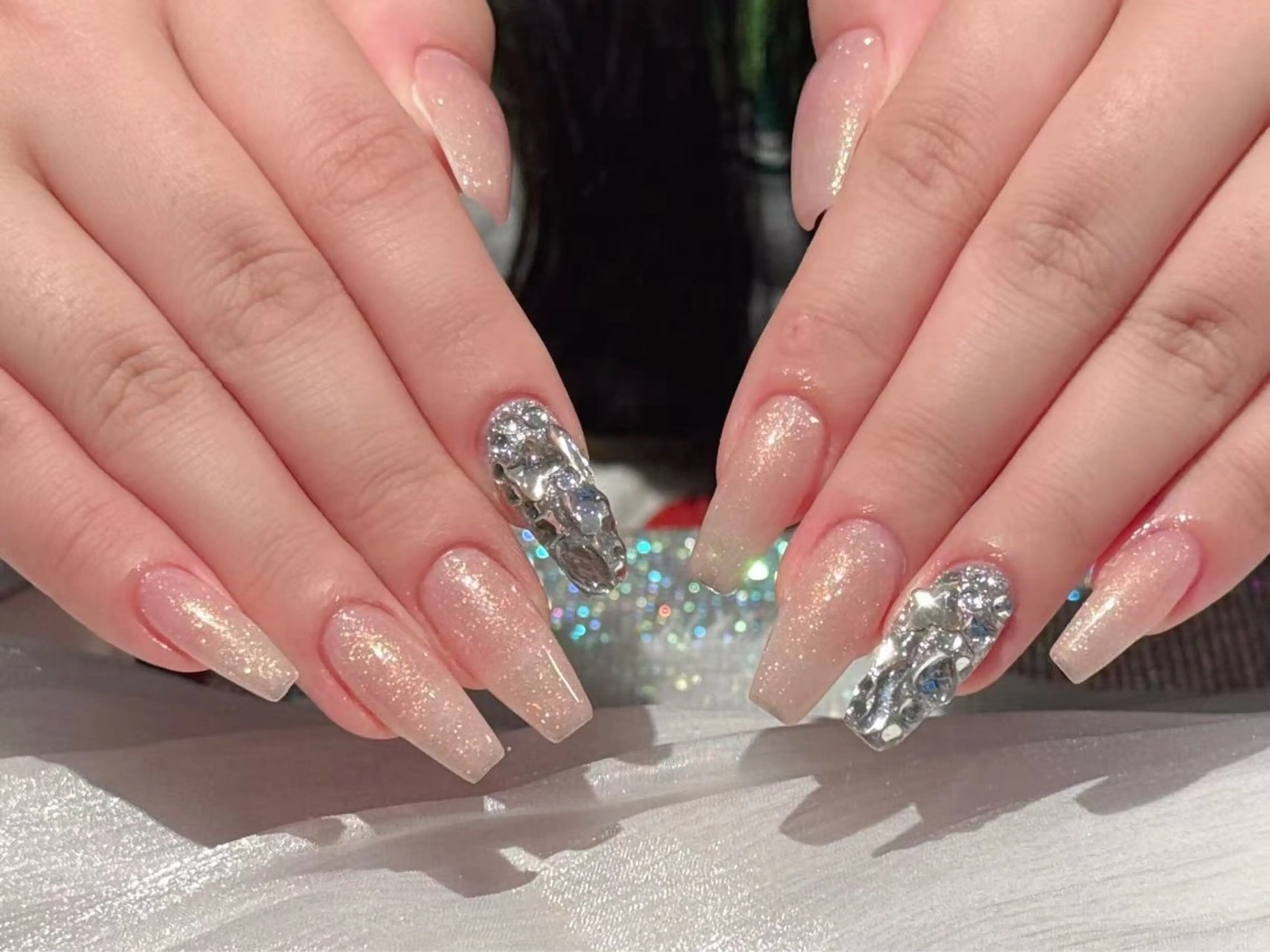 セミロング ハンドネイル ハンドケア パンダ ネイルのネイルデザイン