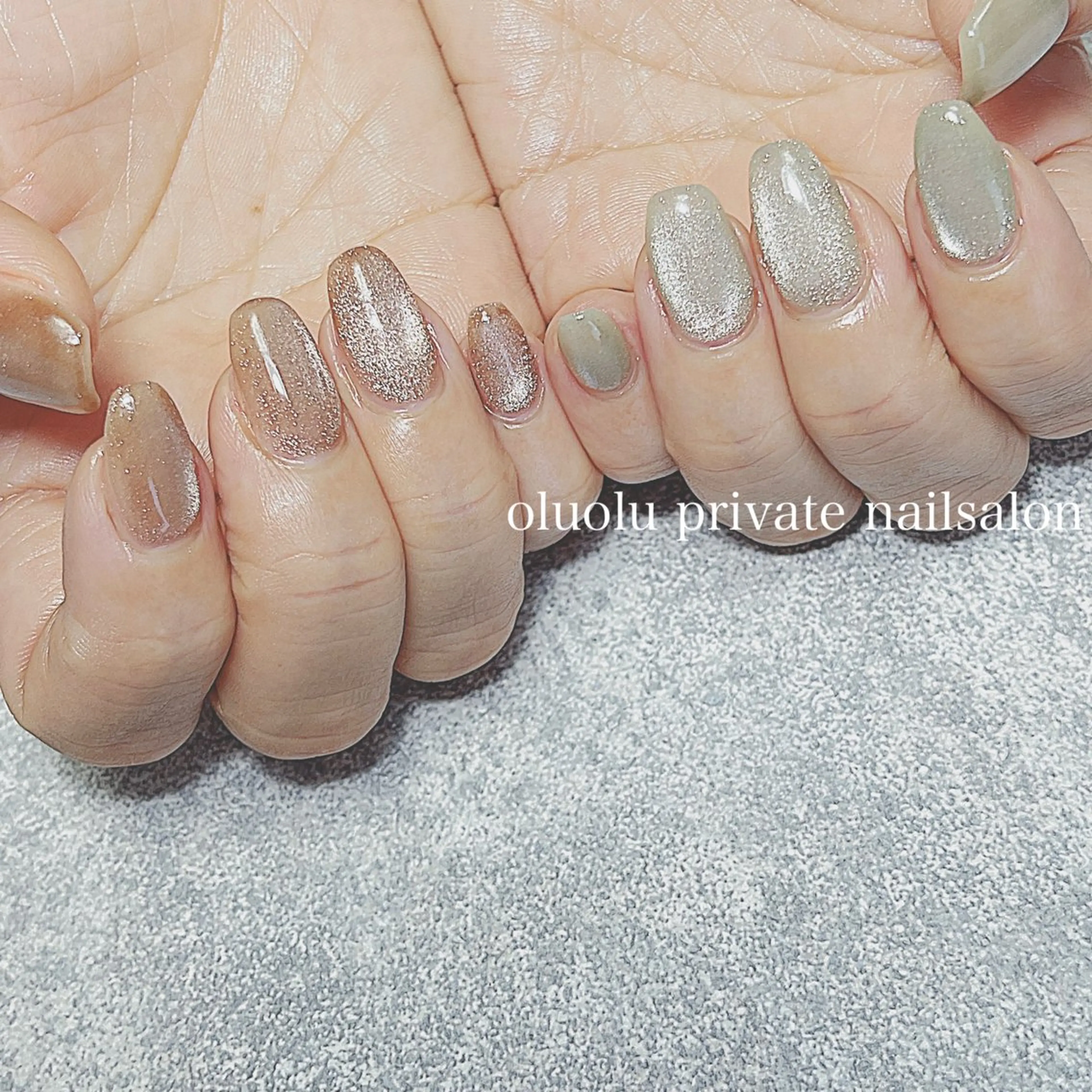 ネイル アートネイル フットネイル 氷ネイル・うるうるネイル マグネットネイル ニュアンスネイル 大村 紬華のネイルデザイン