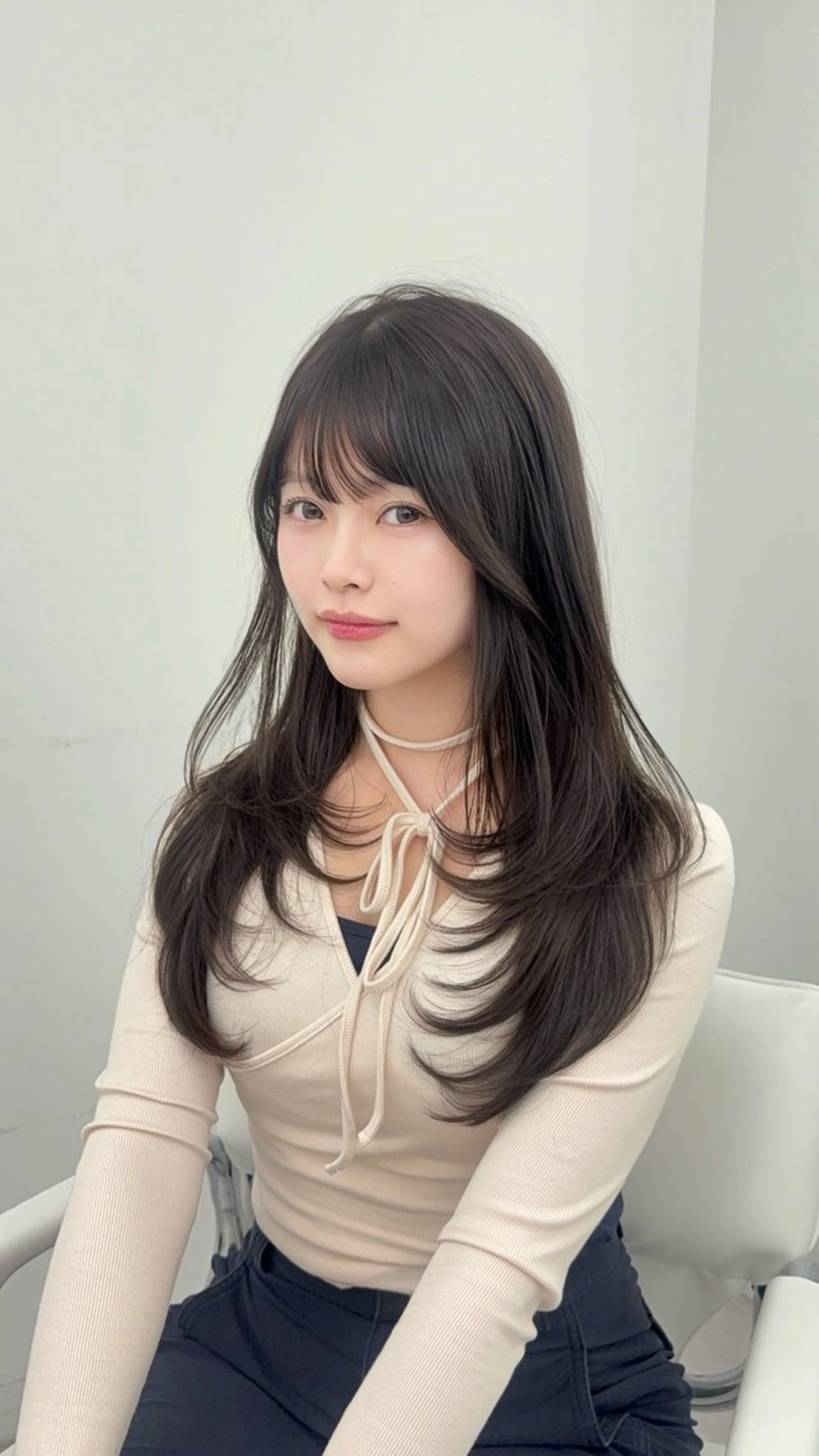 ロング カラー 小顔カット カット ヘアカラー トリートメント 韓国ヘア/レイヤー/ 顔まわり足立遥奈のヘアスタイル