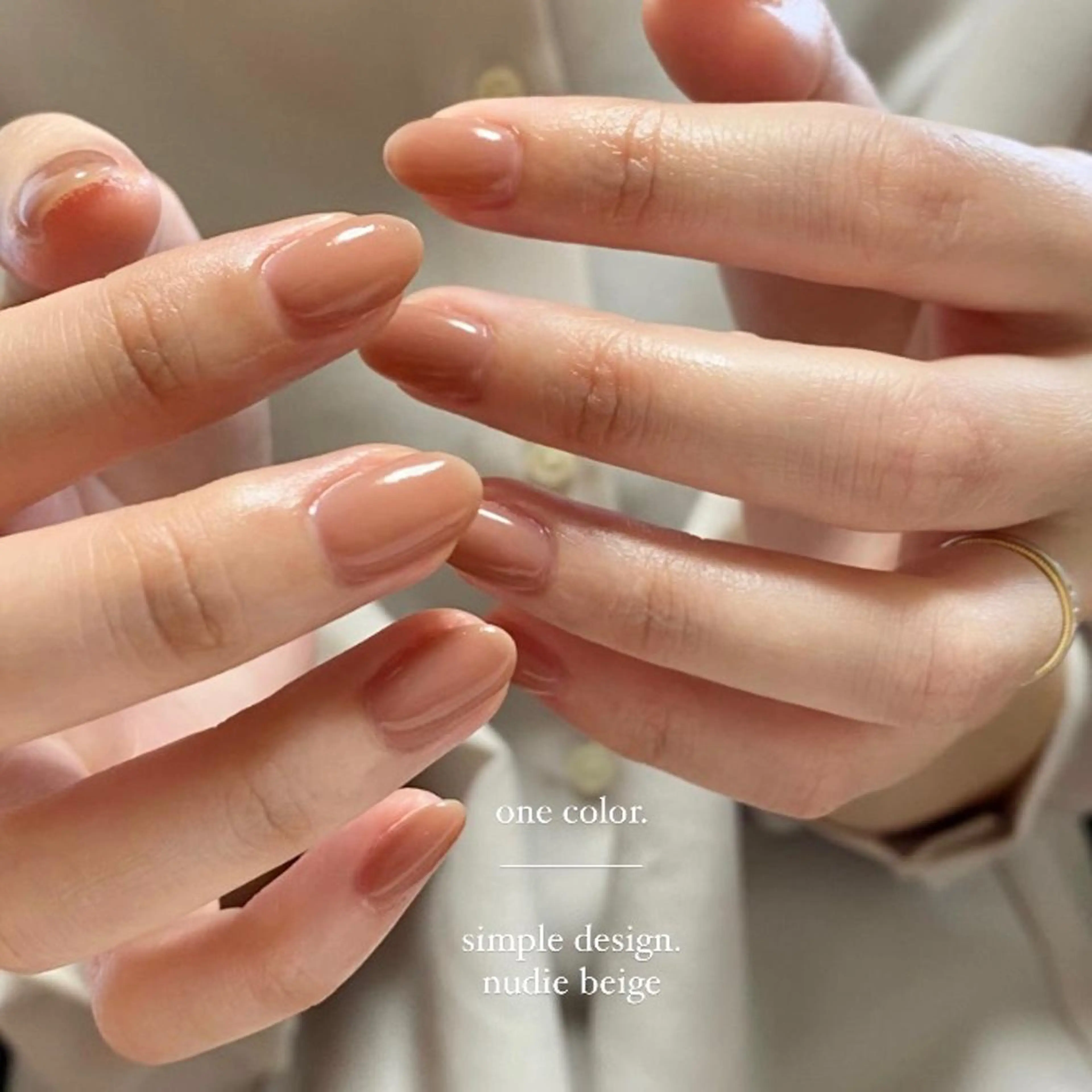 ネイル オフィスネイル ワンカラーネイル ピンク ピンクベージュ シンプルネイル h.ours _のネイルデザイン