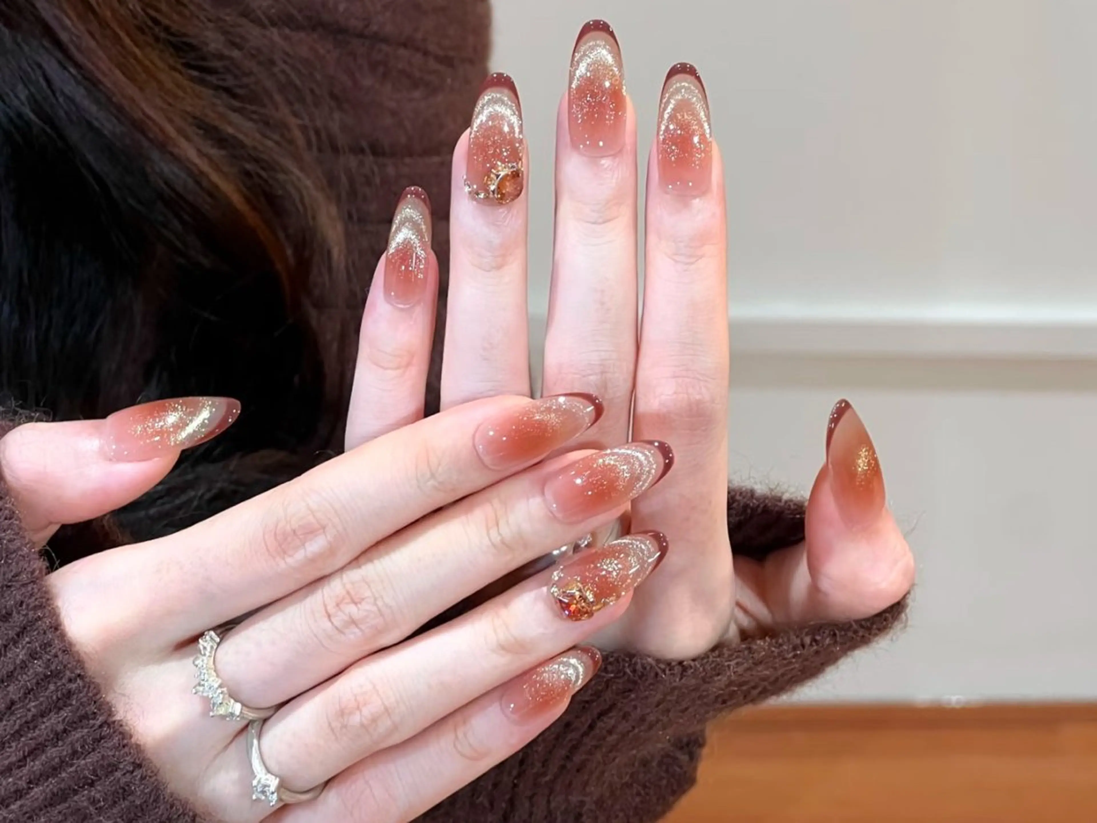 ネイル アートネイル オーロラネイル チークネイル フレンチネイル ガラスフレンチ ハンドネイル 🎀🎀YooLi Nail Salonのネイルデザイン