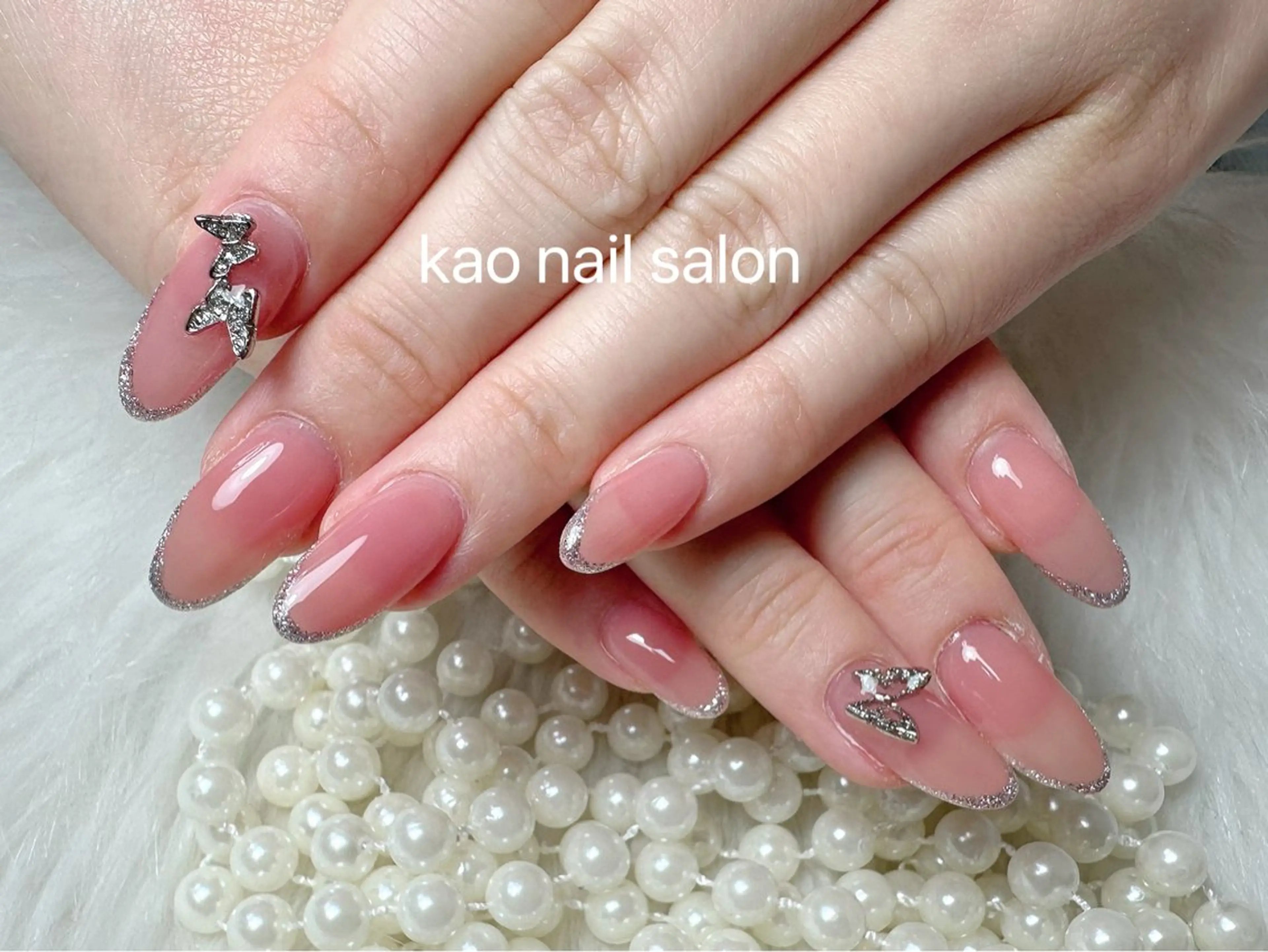 ネイル チークネイル 長さ出し フレンチネイル ジェルネイル ガラスフレンチ ハンドネイル kao nail マグネット/長さだしのネイルデザイン