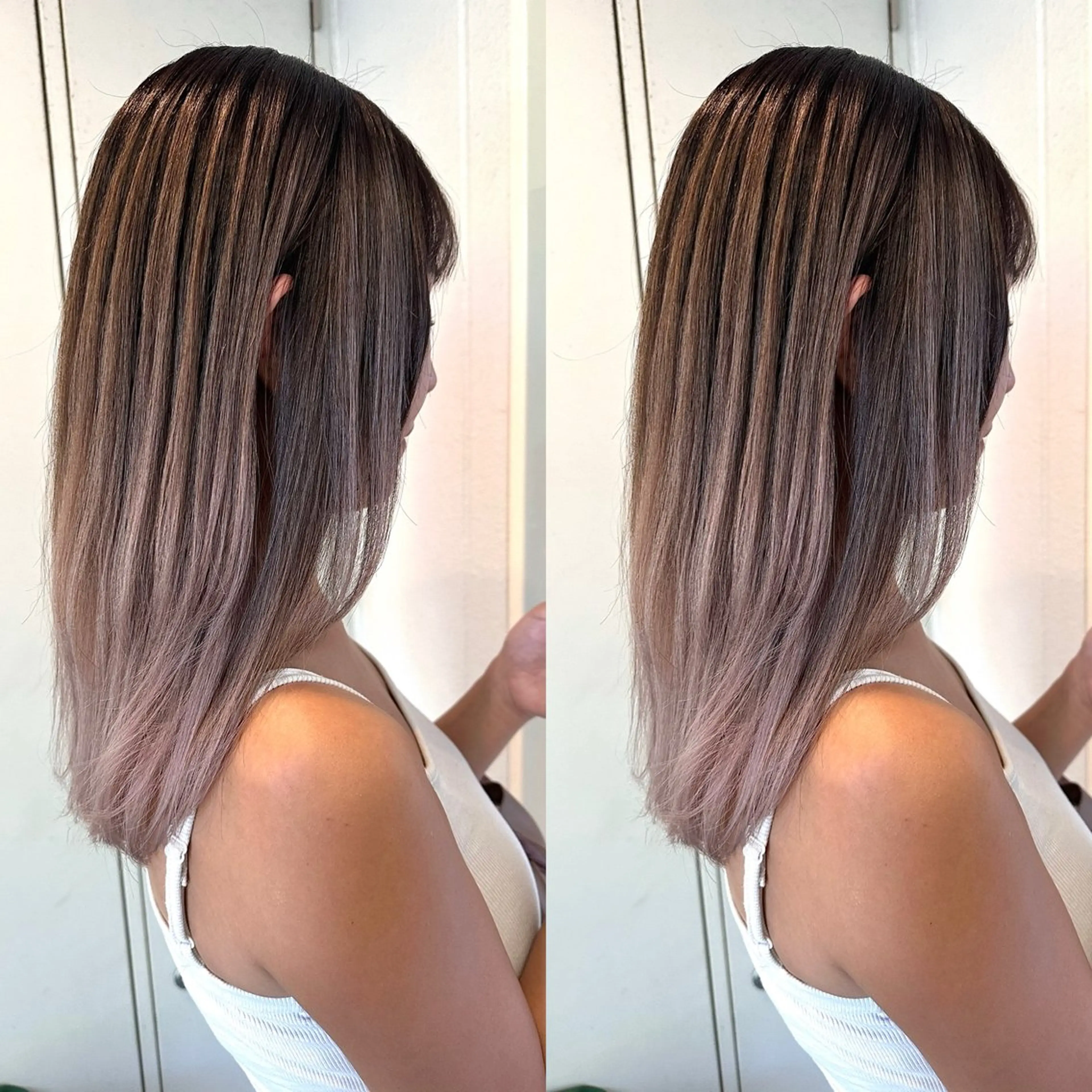 セミロング バレイヤージュ ボブ🌈ナツヤのヘアスタイル