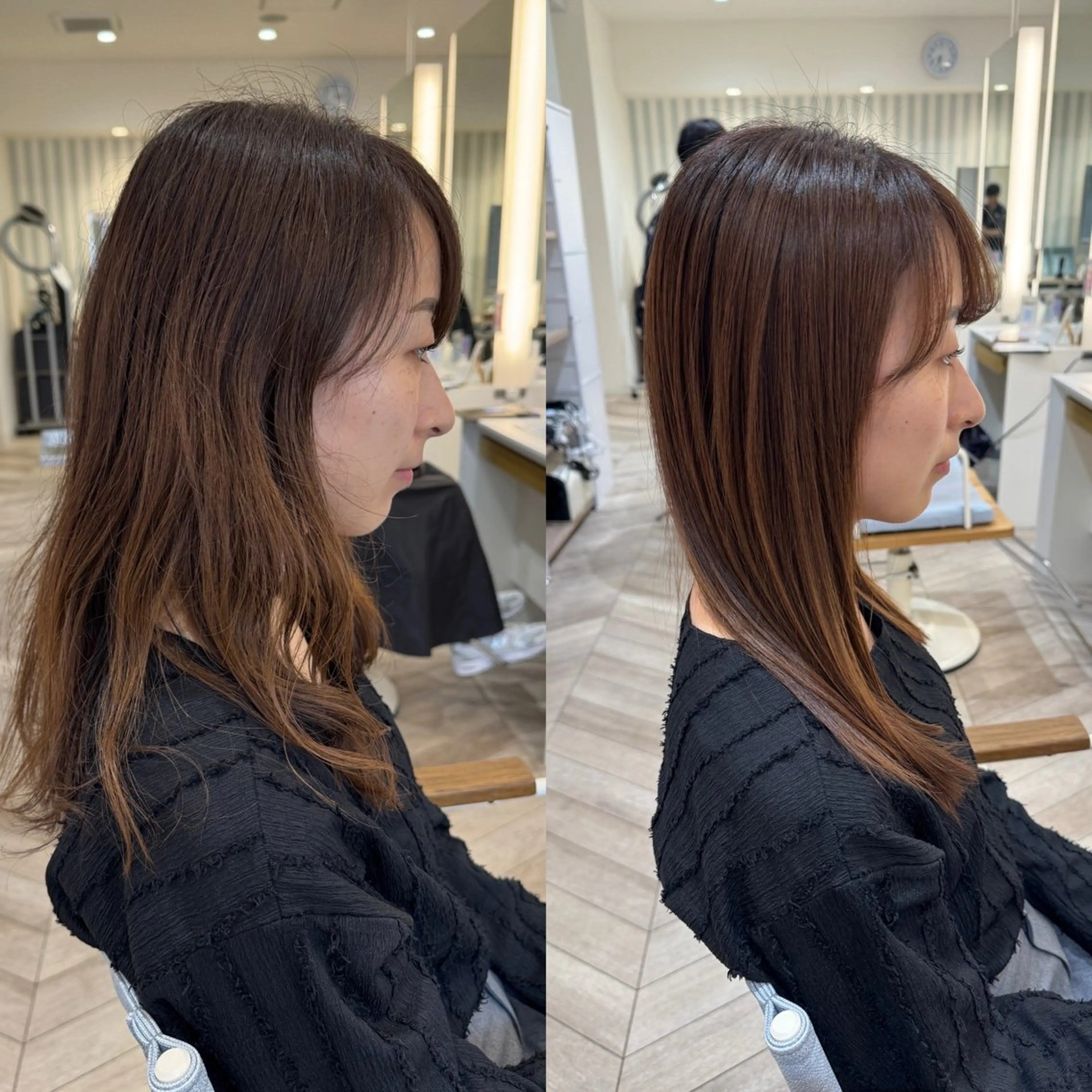 セミロング カット 縮毛矯正 トリートメント 縮毛矯正/白髪ぼかし ショートボブ/鈴木のヘアスタイル