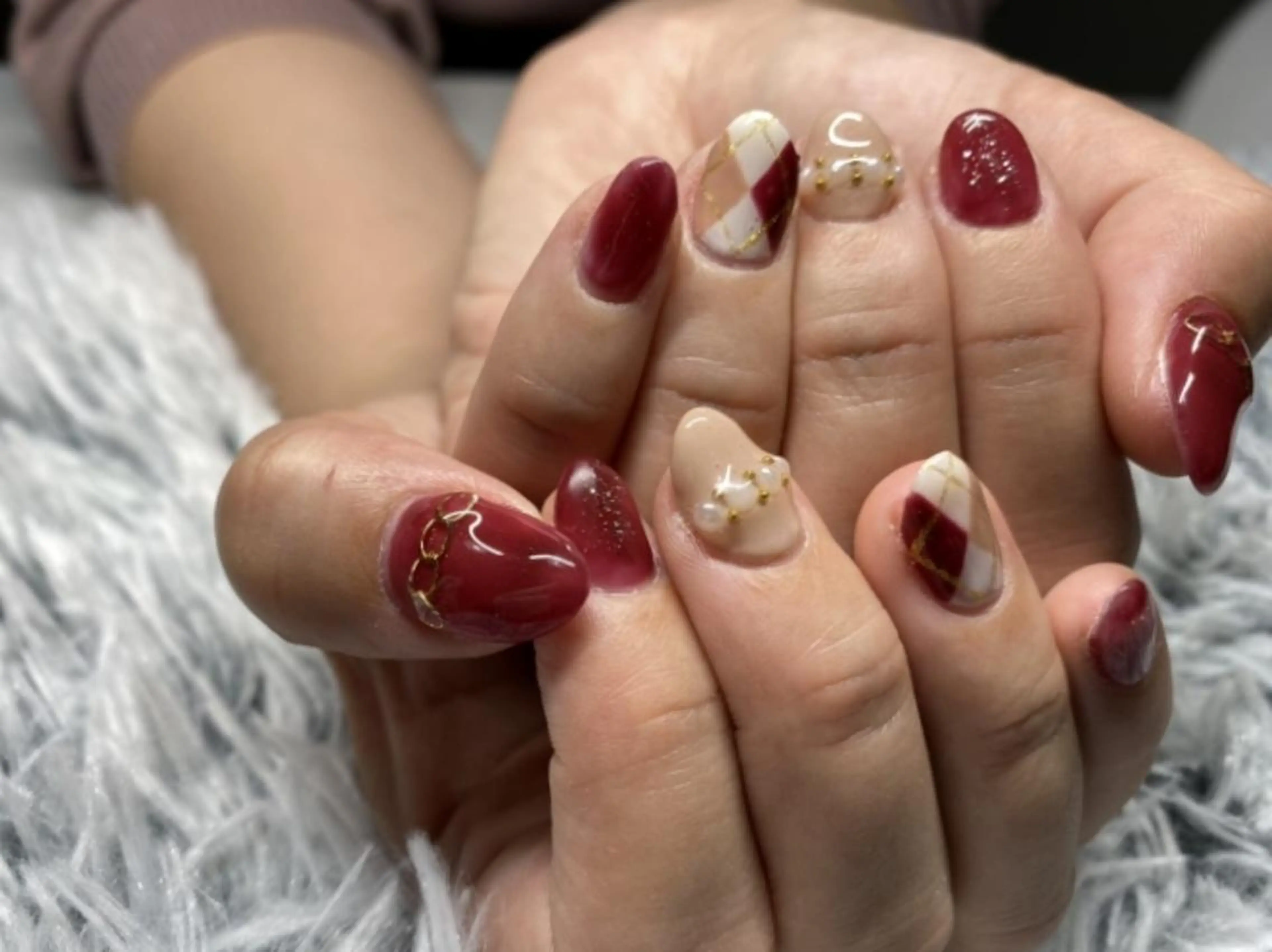 ネイル ボルドー ひだか あいこのネイルデザイン