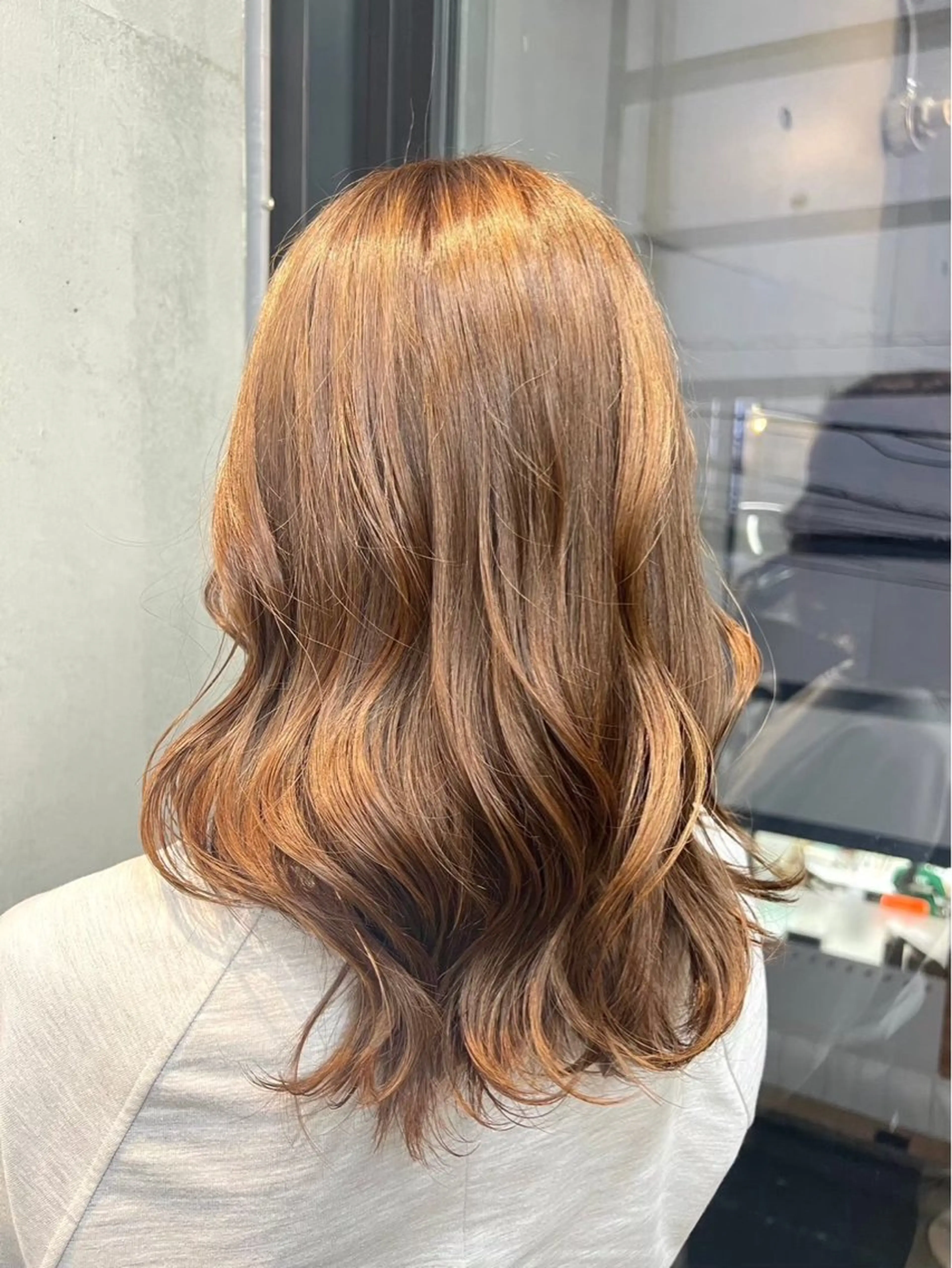セミロング カラー ヒナ/レイヤーカット 艶感ワンカラーのヘアスタイル