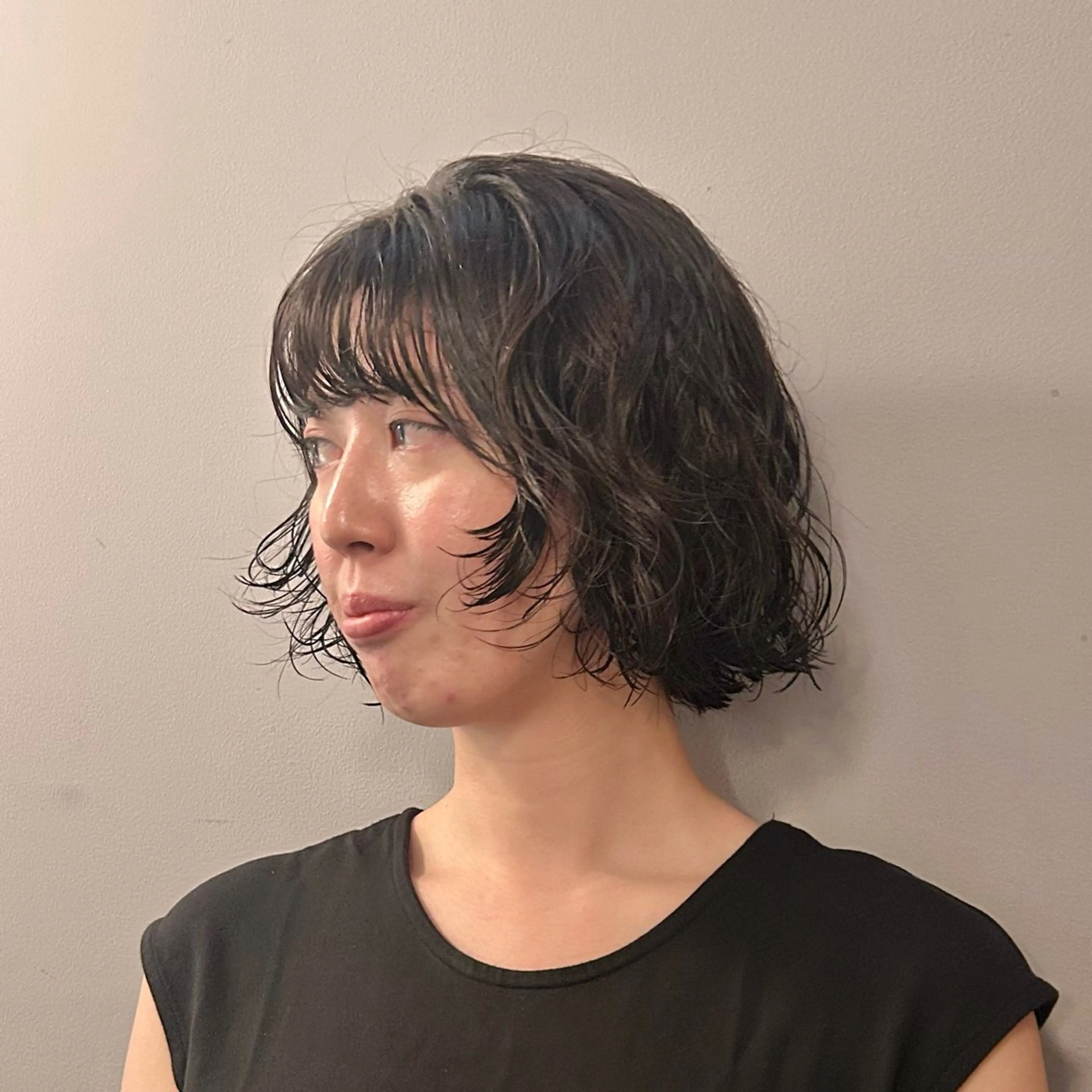 ミディアム カラー パーマ ミディアムパーマ ボブ ニュアンスパーマ カット ヘアカラー パーマ トリートメント 🌿ボブ パーマ高橋啓太🌿のヘアスタイル