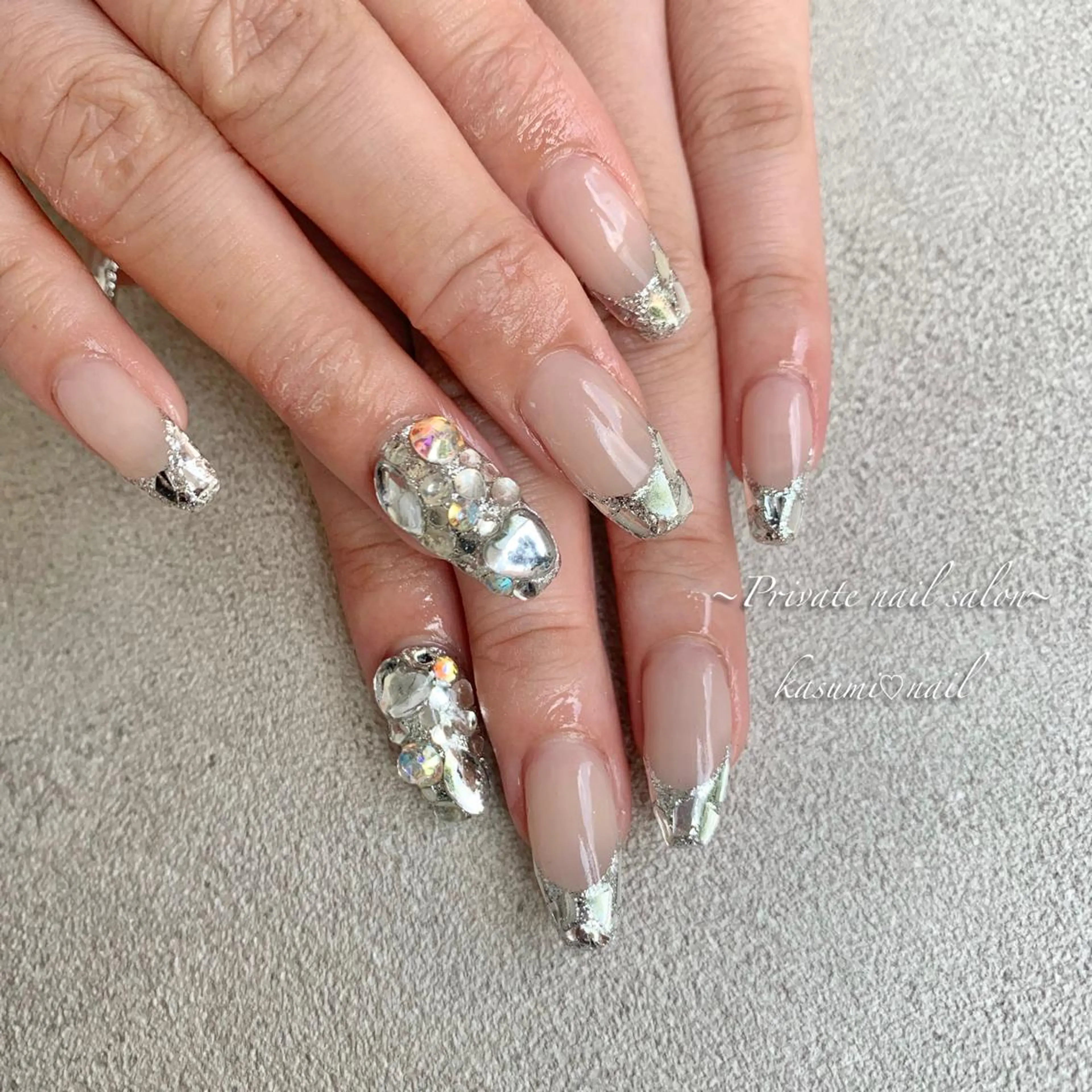 ネイル フレンチネイル ラメ(グリッター) ミラーネイル ニュアンスネイル 冬ネイル KASUMI♡ Nailのネイルデザイン