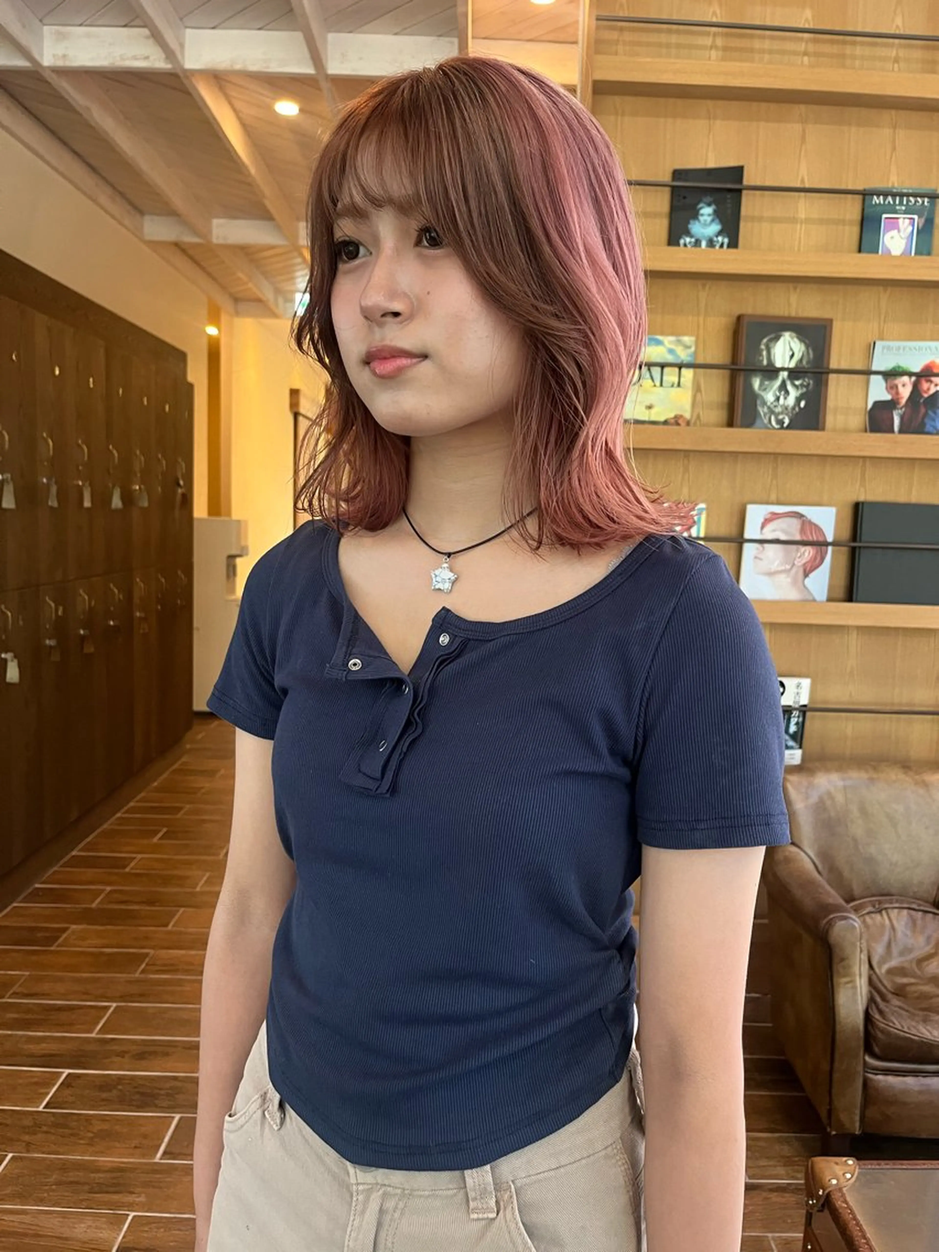 ミディアム カラー 酸性ストレート/ 暖色カラー/ココネのヘアスタイル