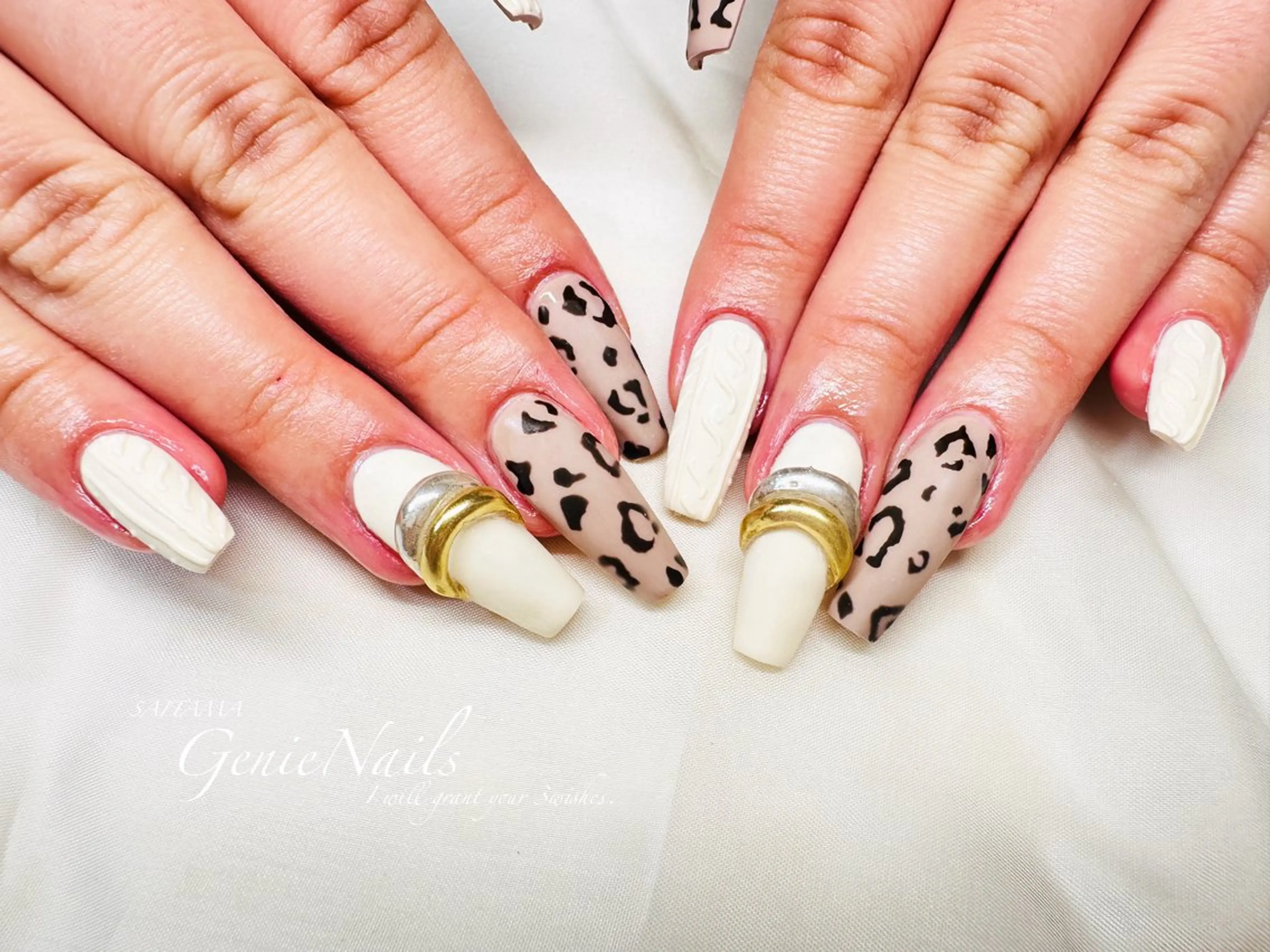ネイル アートネイル 長さ出し ロングネイル 持ち込み 春ネイル Genie Nailsのネイルデザイン