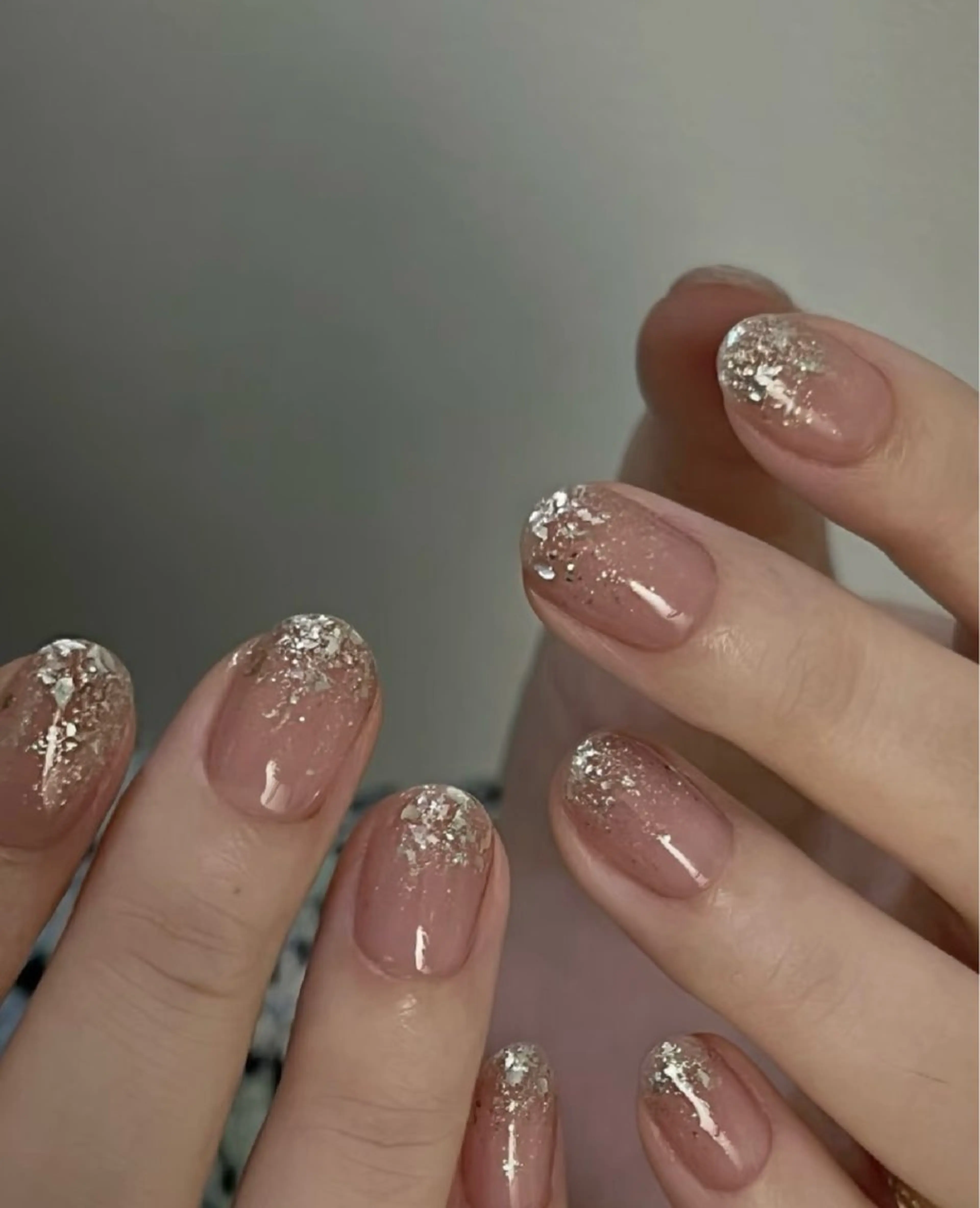 ネイル アートネイル オーロラネイル チークネイル フレンチネイル ガラスフレンチ 🎀YooLi Nail salonのネイルデザイン