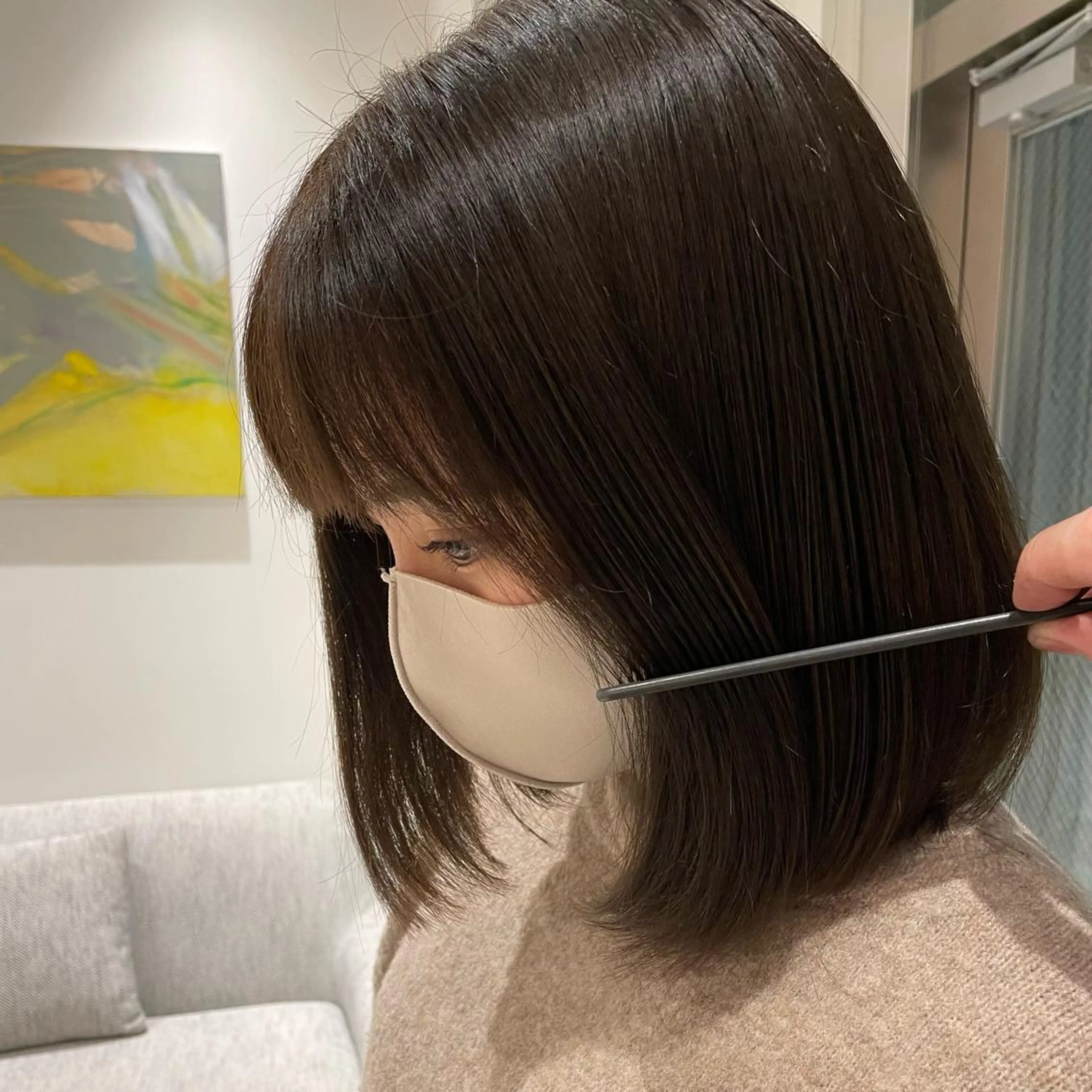 ショート カラー ブリーチ 透明感カラー グレージュ ブリーチなしカラー ボブ カット ヘアカラー トリートメント ボブ/レイヤー/ケア パーマ/リュウタのヘアスタイル