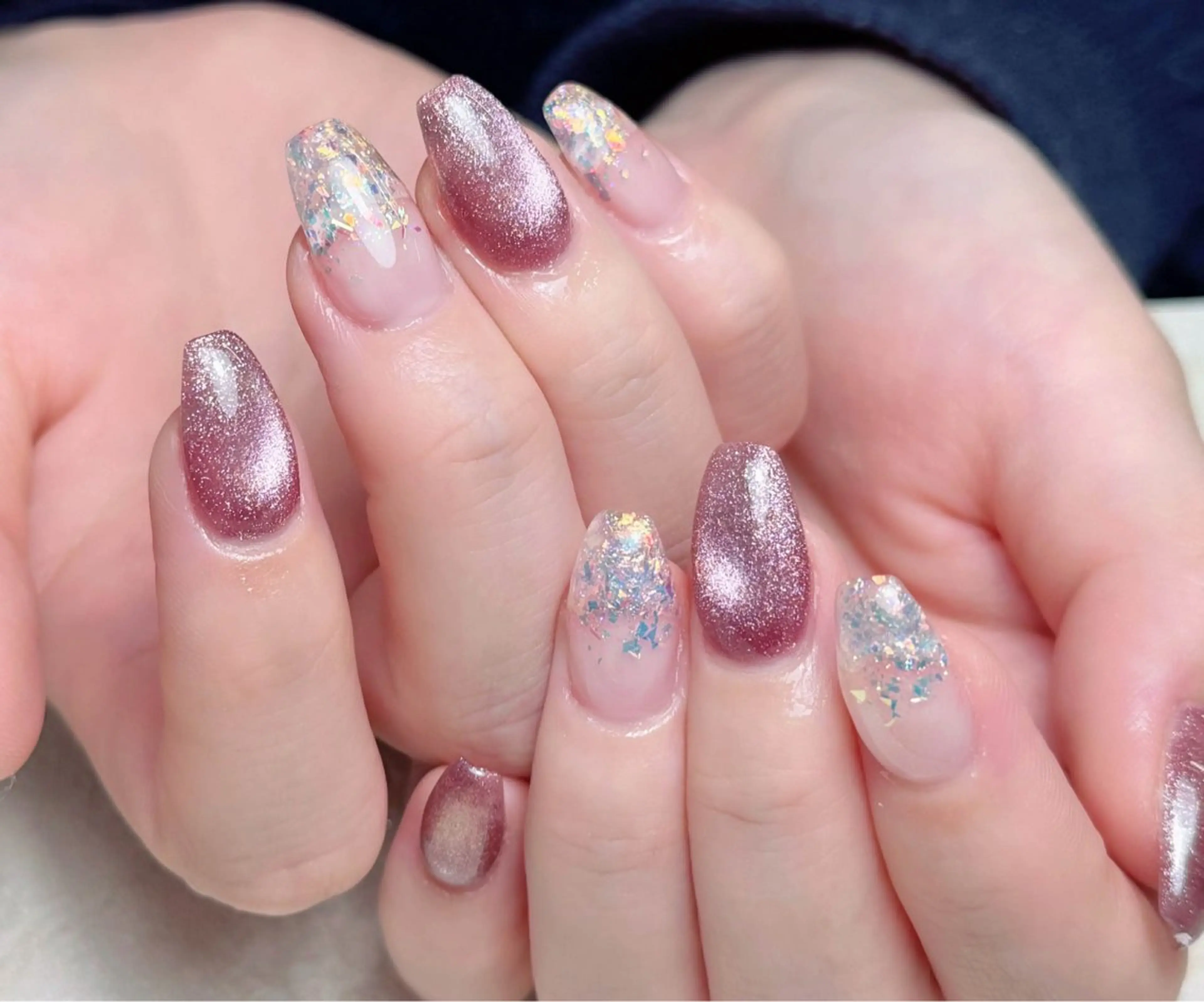 ネイル チークネイル 長さ出し フレンチネイル グラデーション キラキラネイル 中野駅から2分 MEO NAILのネイルデザイン