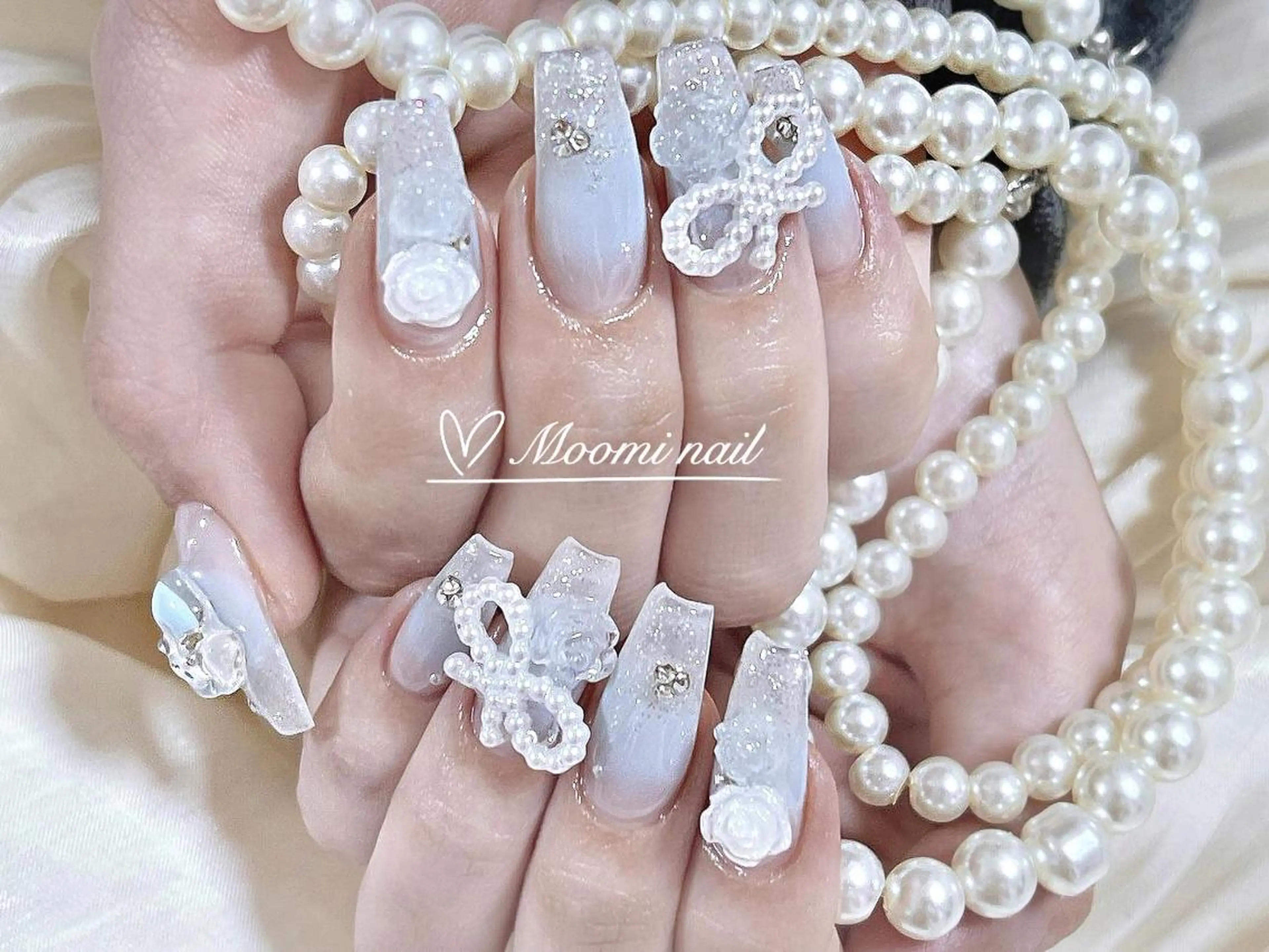 ネイル 成人式 長さ出し フットネイル フレンチネイル ジェルネイル moomi nail スカルプ専門のネイルデザイン