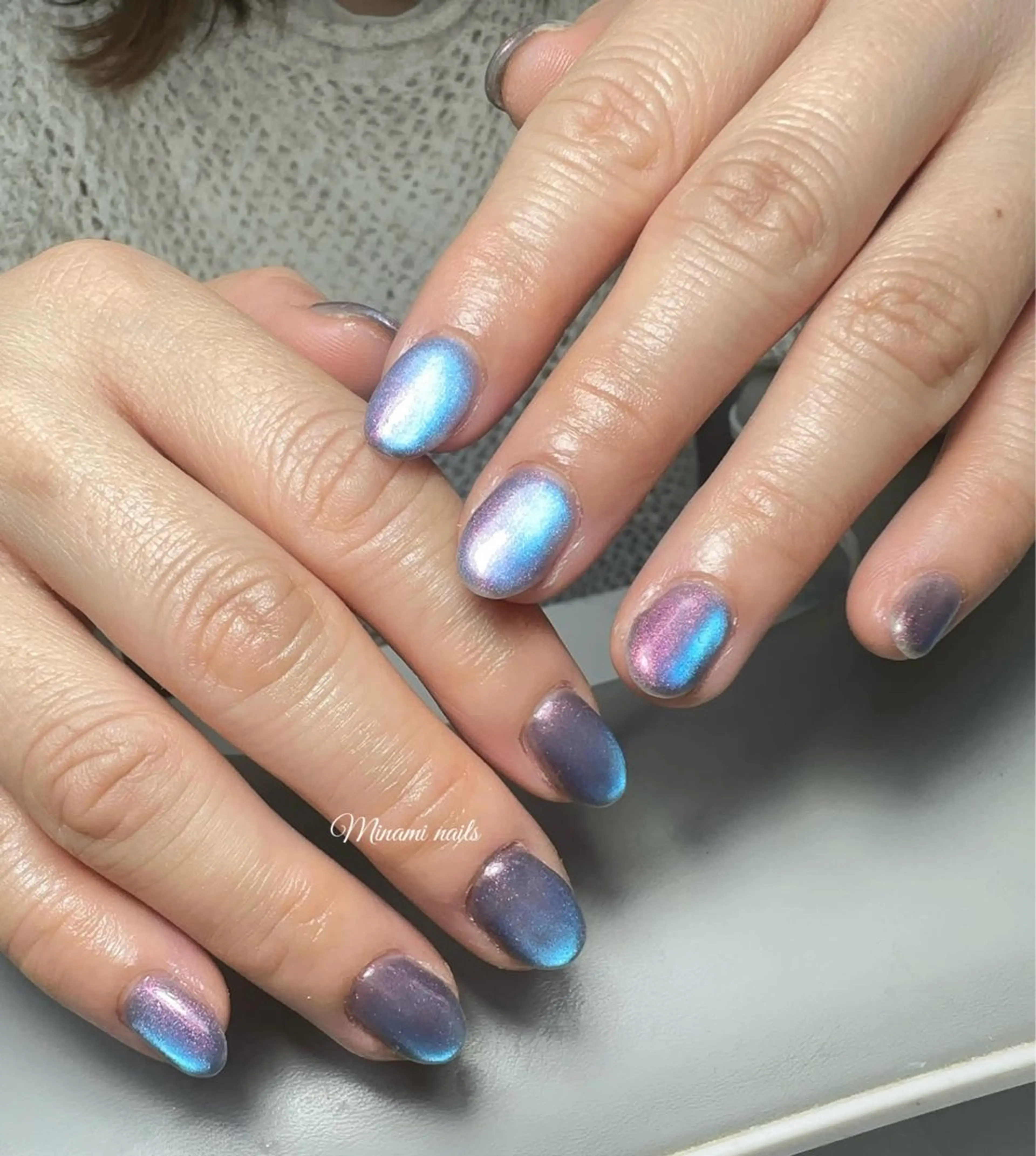 ネイル アートネイル オーロラネイル ガーリー キラキラネイル 韓国ネイル ハンドネイル Minami Nailsのネイルデザイン