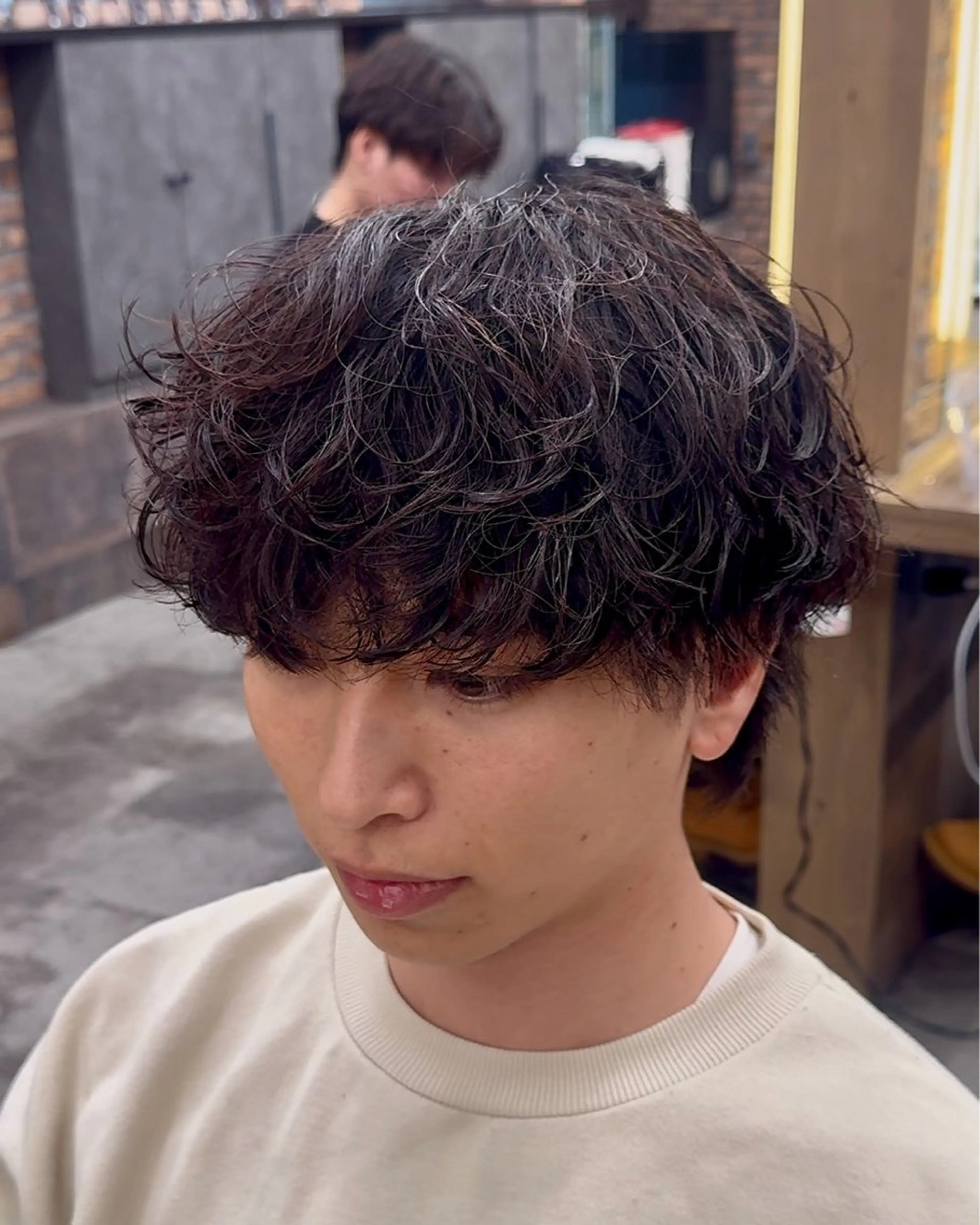 パーマ メンズ シャドウ/フェザー 朝崎倭斗のヘアスタイル